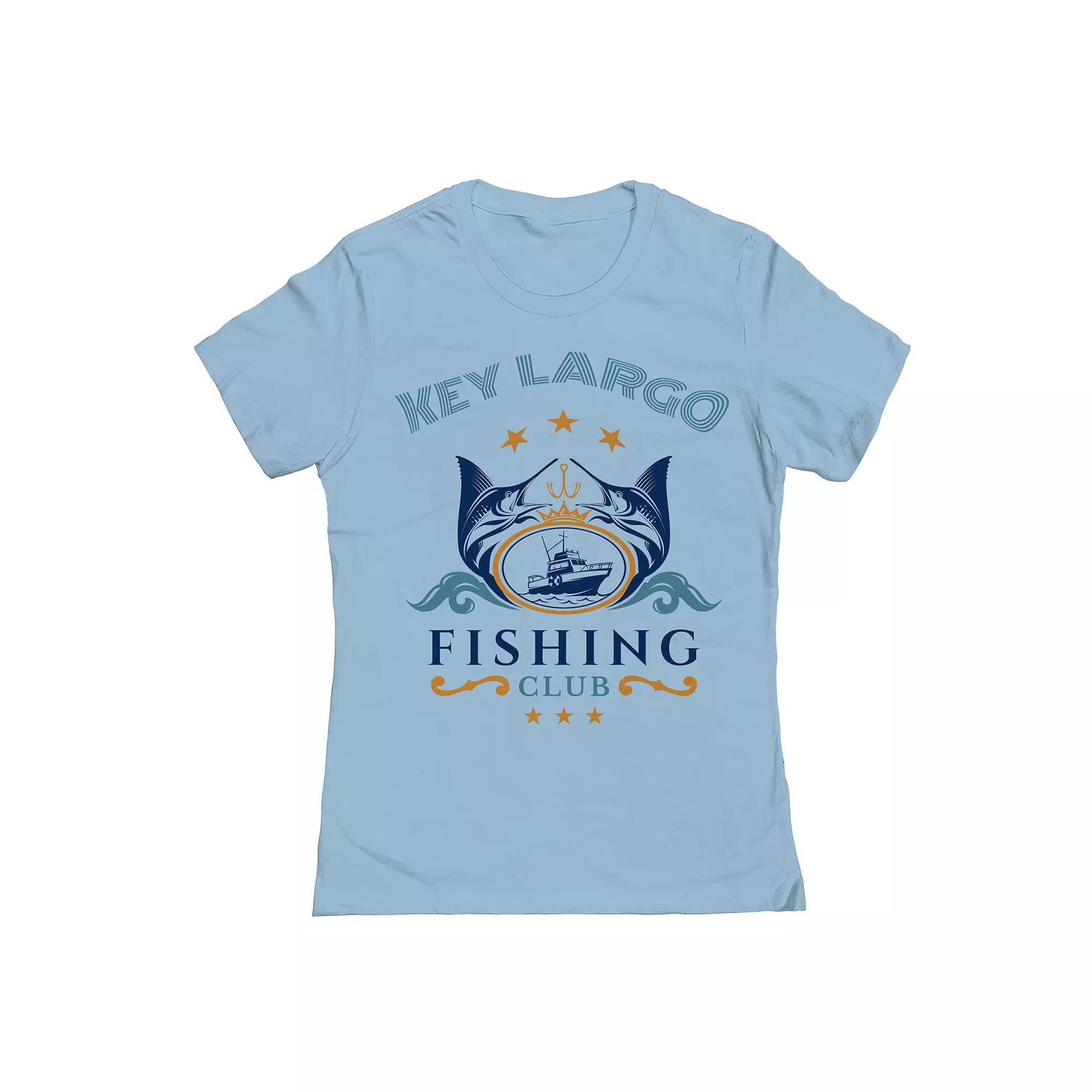 Junior's Key Largo Fishing Club Womens Graphic Tee, Girl's, Size: Medium, Powder Blue Product Image