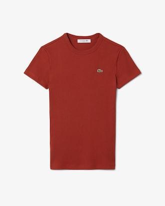 Women's Slim Fit Ribbed Cotton T-Shirt Product Image