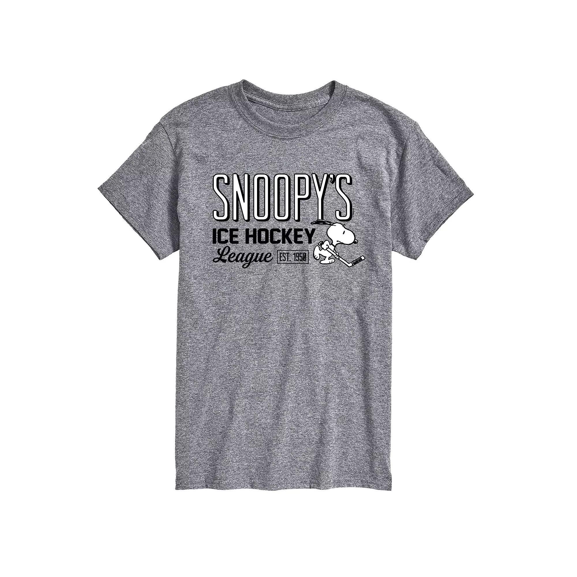 Big & Tall Peanuts Ice Hockey League Tee, Men's, Size: 4XB, Gray Product Image