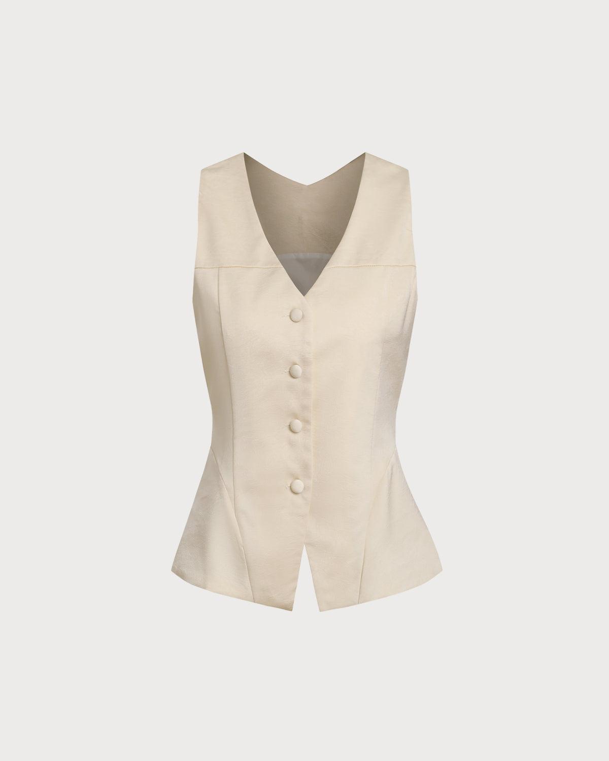 Apricot Textured Button Vest Product Image