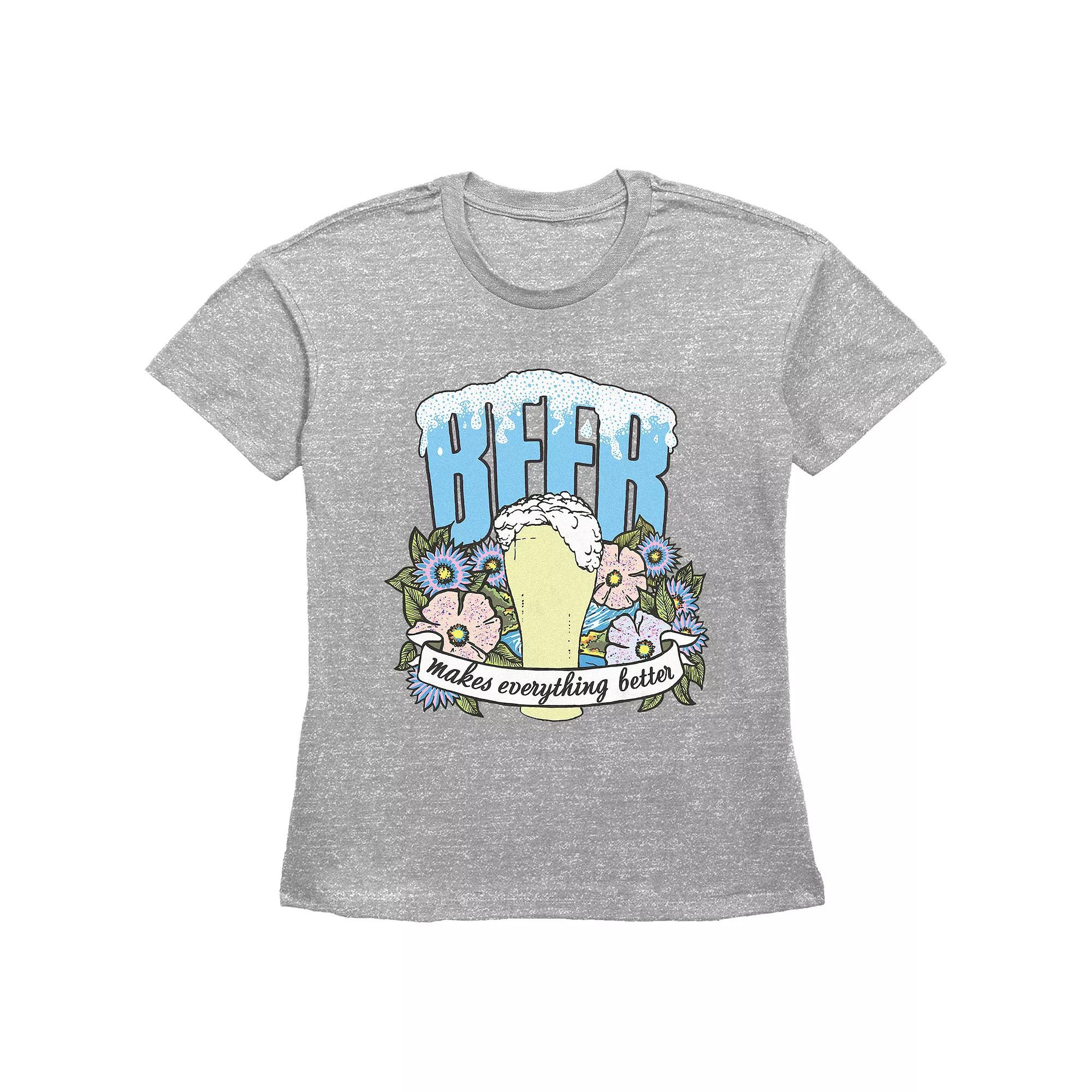 Women's Beer Makes Everything Better Basic Fit Graphic Tee,  Product Image