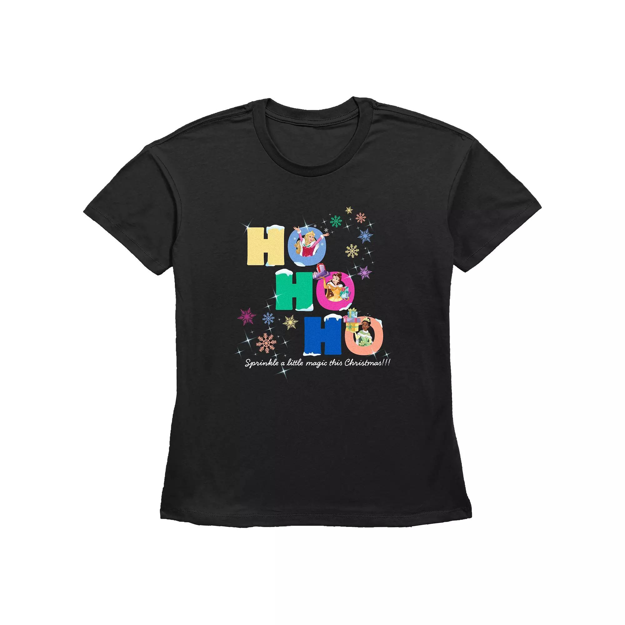 Disney Princess Aurora, Belle & Tiana Sprinkle A Little Magic This Christmas Women's Graphic Tee,  Product Image