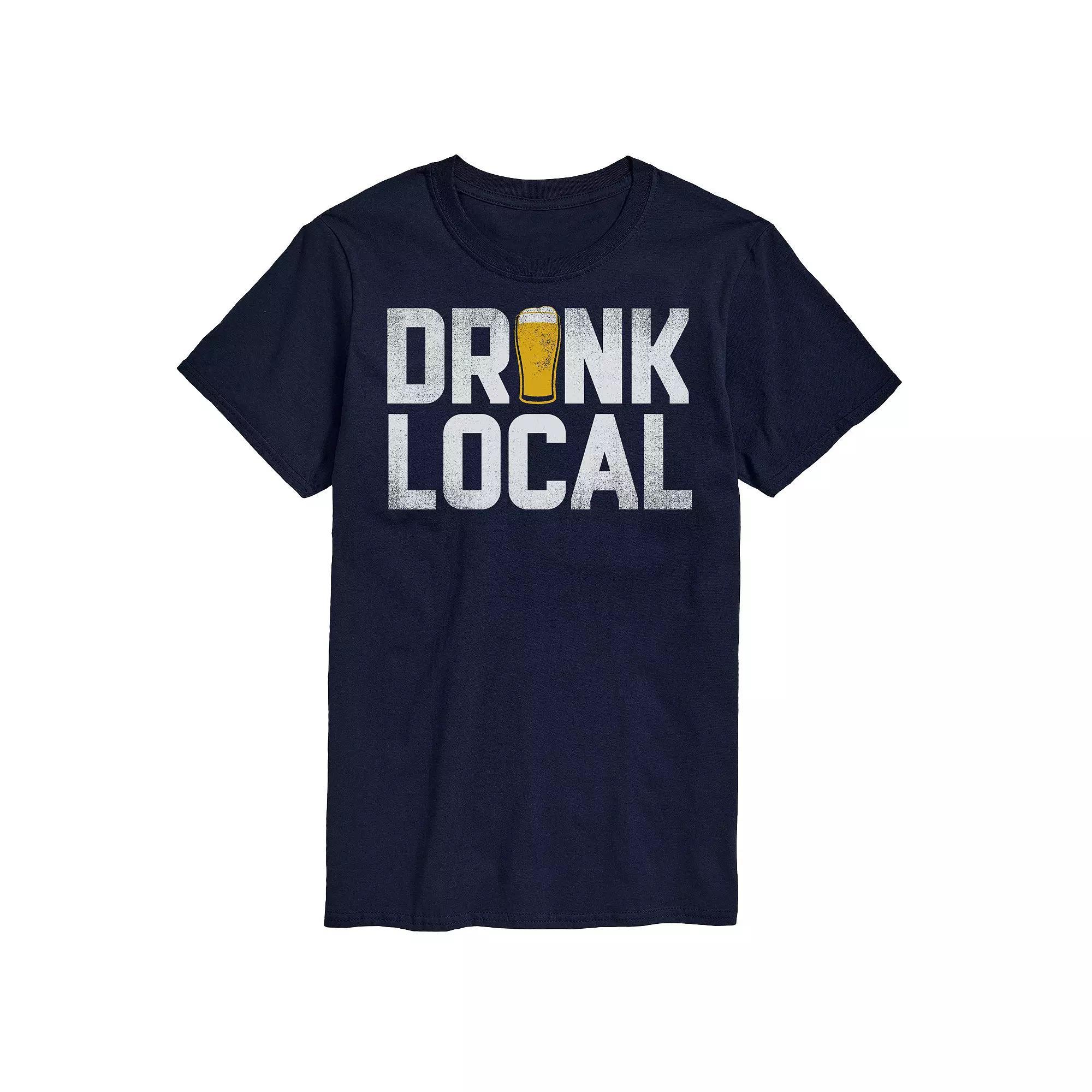 Big & Tall "Drink Local" Graphic Tee, Men's, Size: Large Tall, Blue Product Image