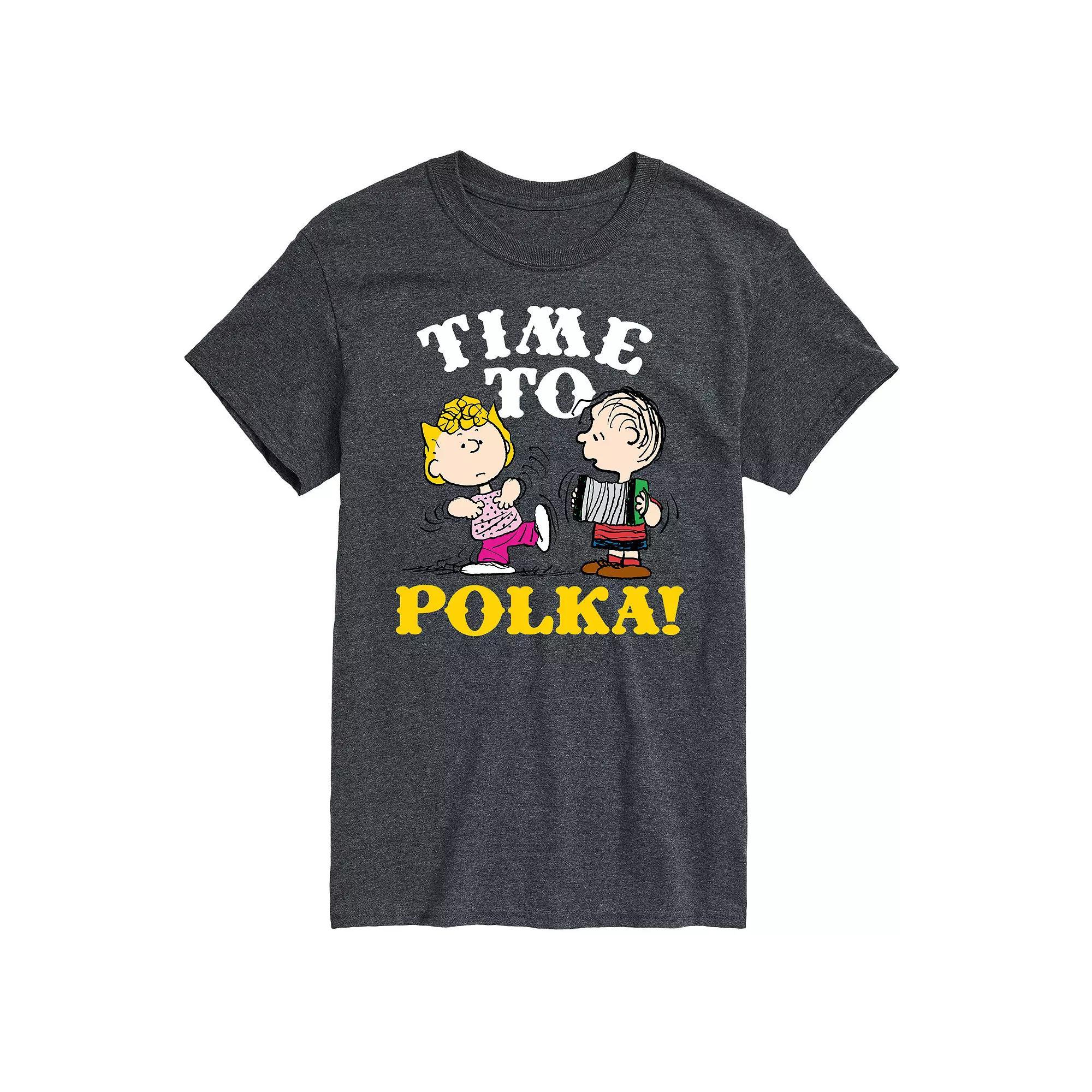 Men's Peanuts Time To Polka Graphic Tee, Size: Large, Gray Product Image