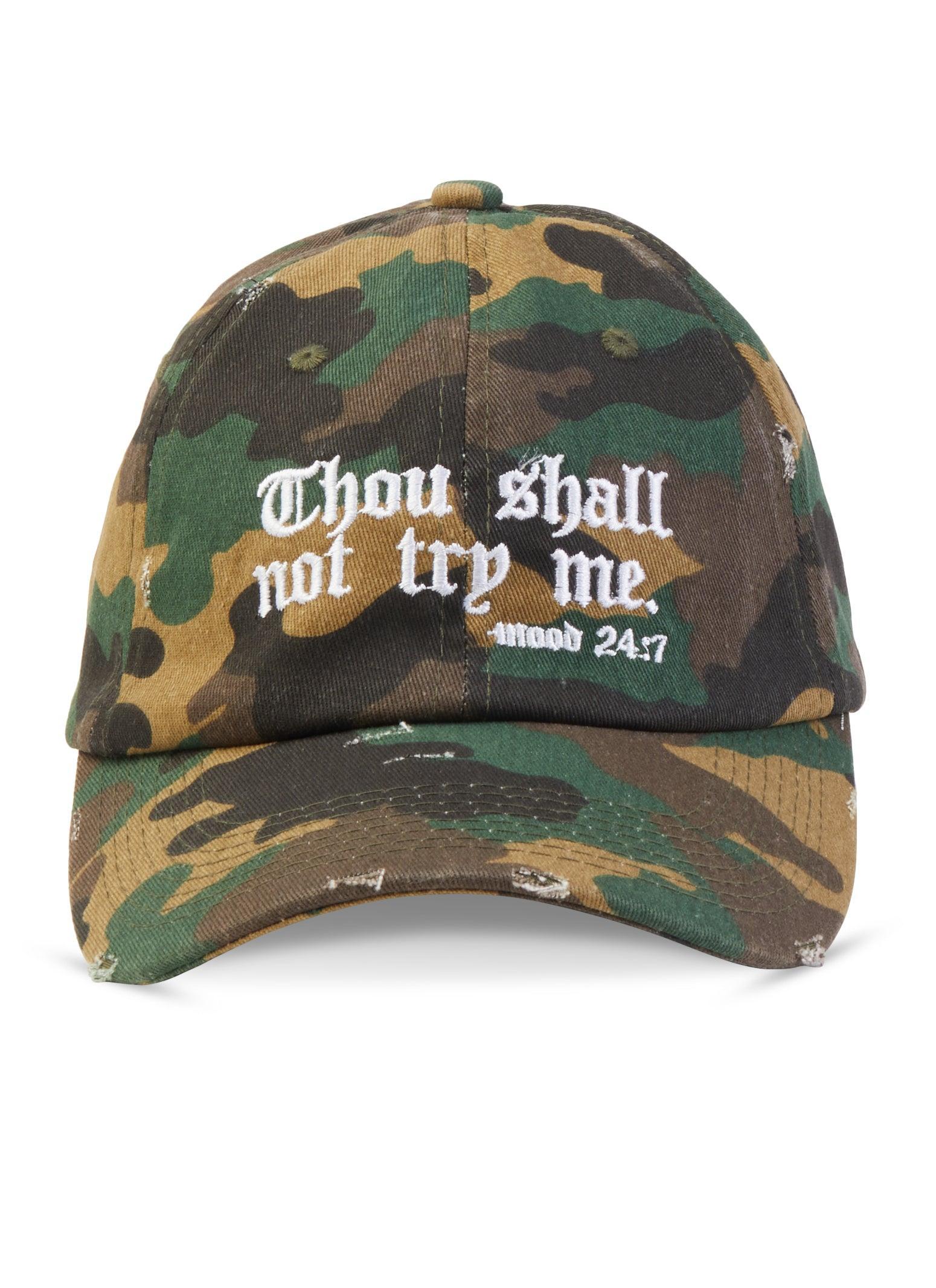 Womens Thou Shall Not Try Me Distressed Baseball Cap Product Image