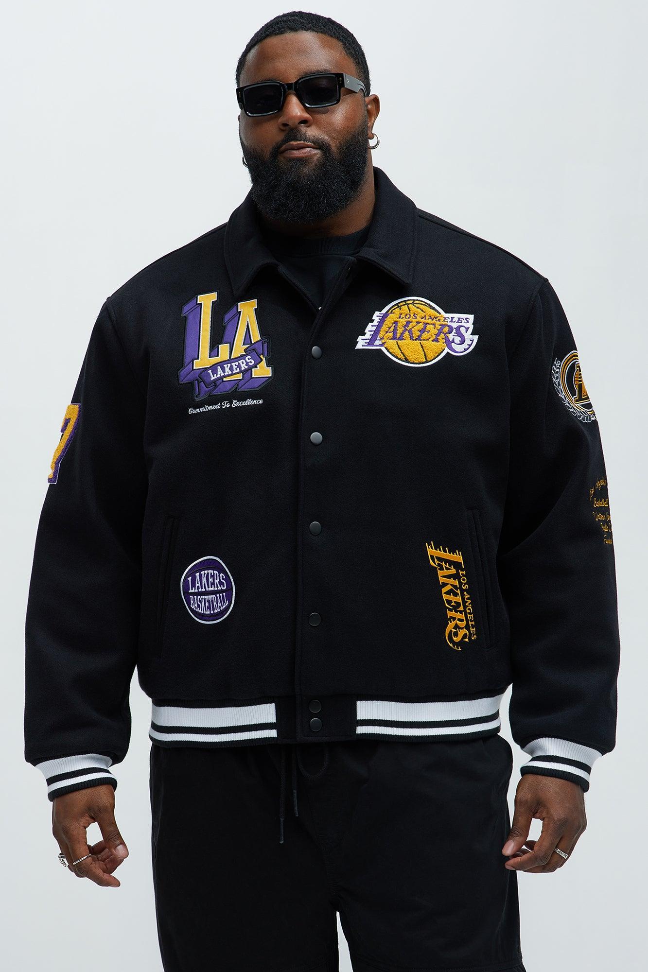 Lakers Ring Leader Varsity Jacket - Black/Yellow Male Product Image