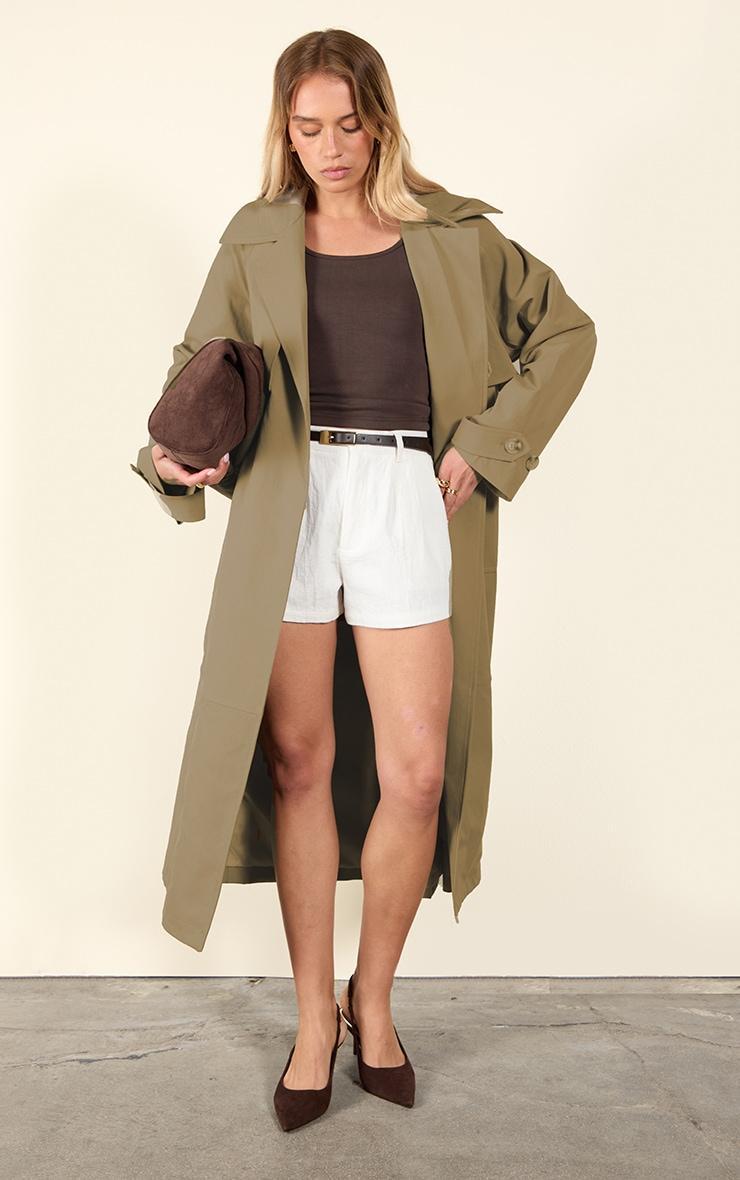 Taupe Oversized Storm Flap Detail Trench Product Image