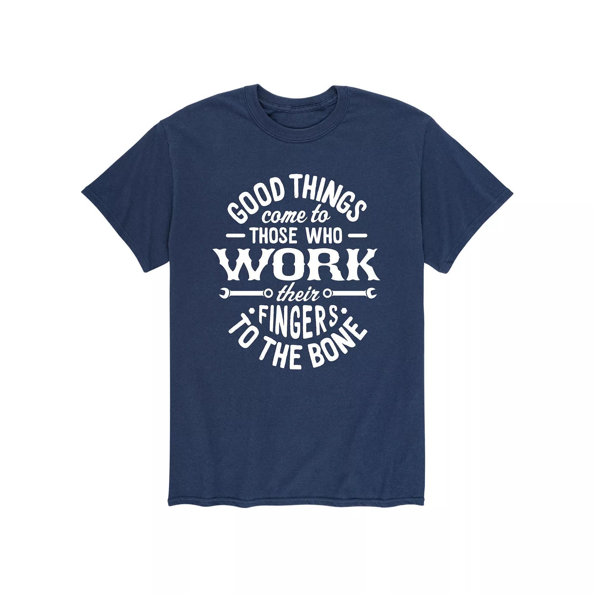 Men's Good Things Come Work Fingers Tee, Size: Small, Blue Product Image