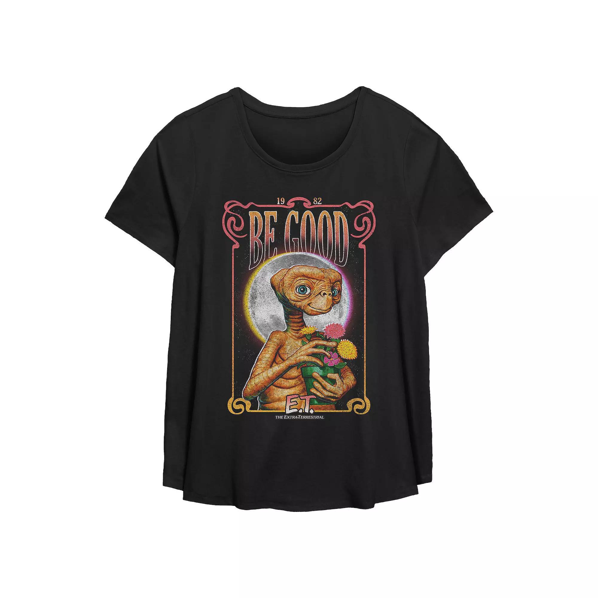 Plus Size E.T. The Extraterrestrial Be Good Flowy Graphic Tee, Women's, Size: 3XL, Black Product Image