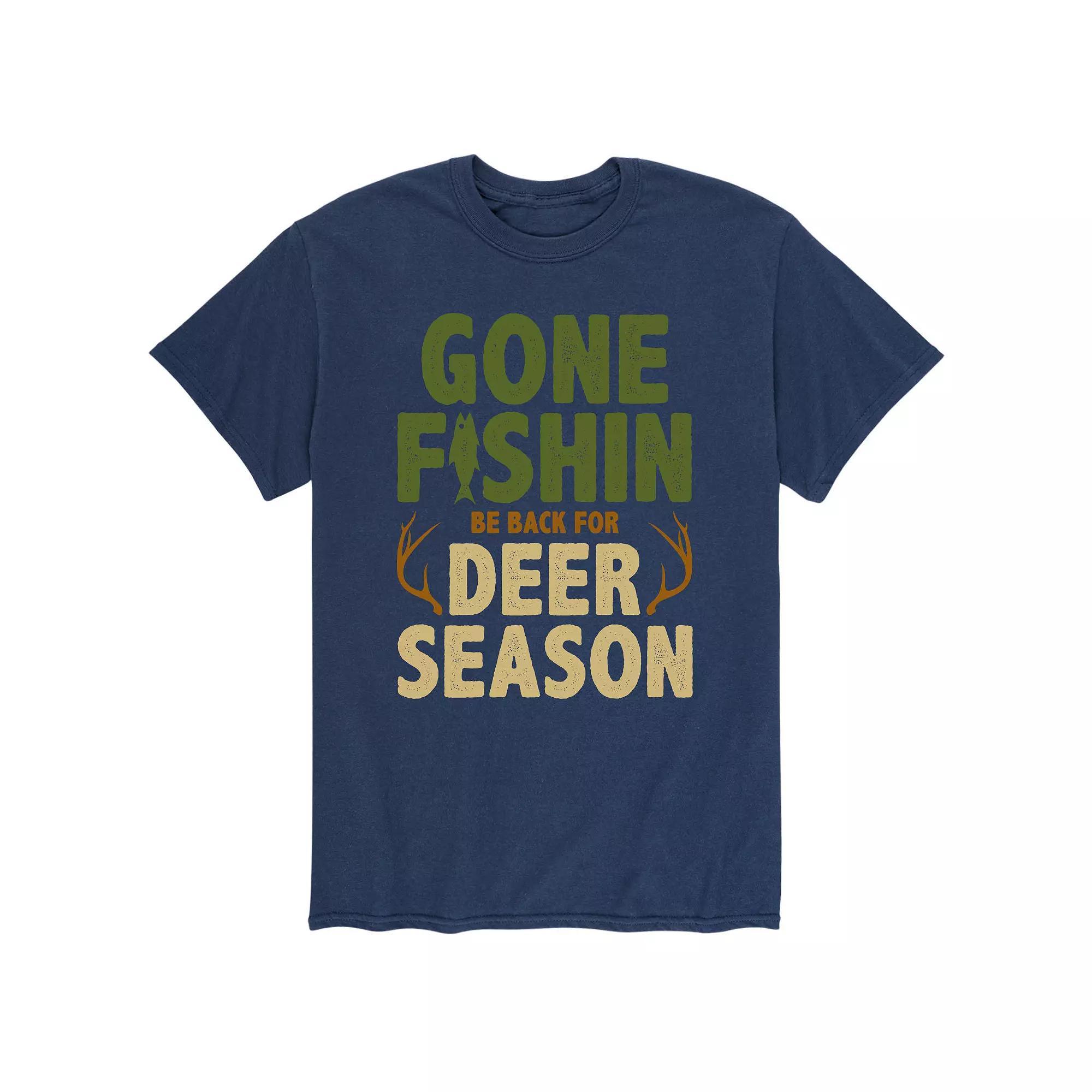 Men's "Gone Fishin Be Back For Deer Season" Tee, Size: XL, Blue Product Image