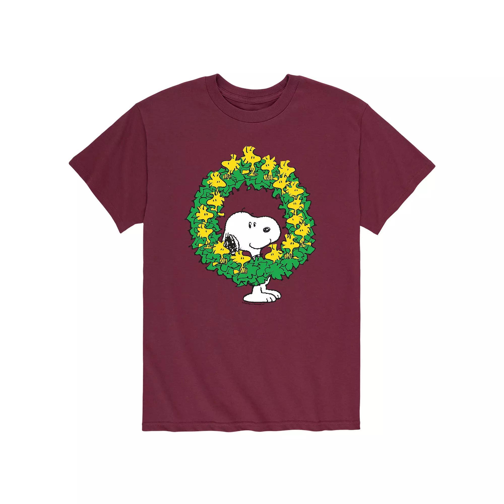 Men's Peanuts Wreath Fam Tee, Size: Large, Red Product Image