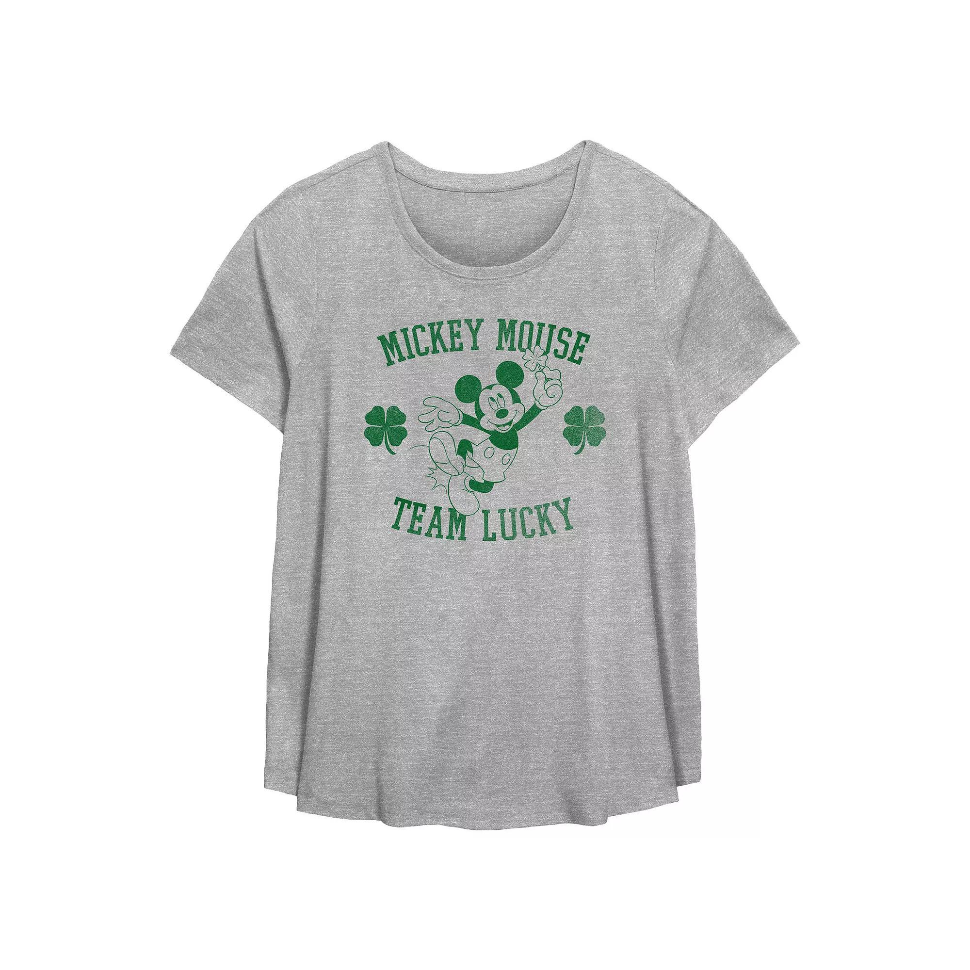 Disney's Mickey Mouse Team Lucky Plus Size Flowy Graphic Tee, Women's, Size: 4XL, Grey Gray Product Image