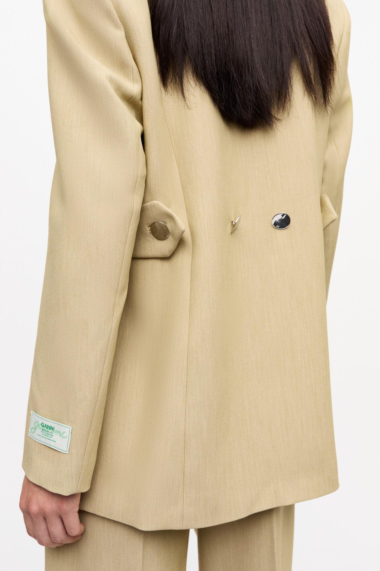 Beige Twill Suiting Blazer Product Image