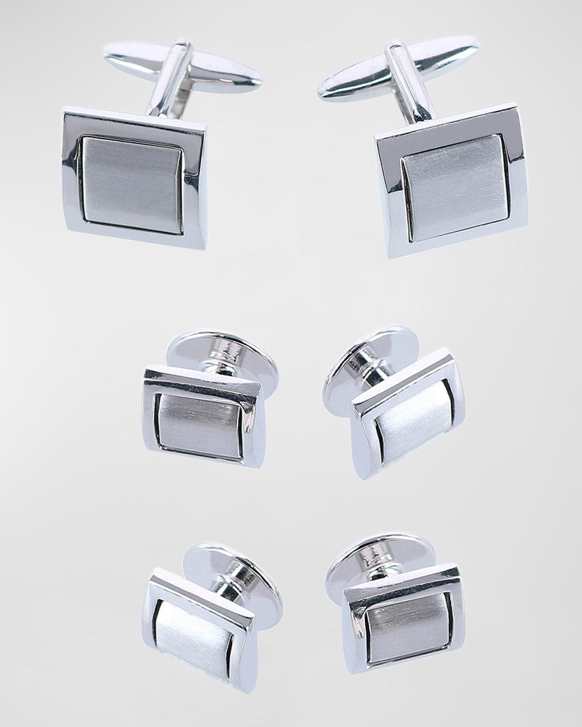 Trafalgar The Kingsley Rhodium with Czech Crystal Formal Set (Cufflinks & Tuxedo Studs) Product Image