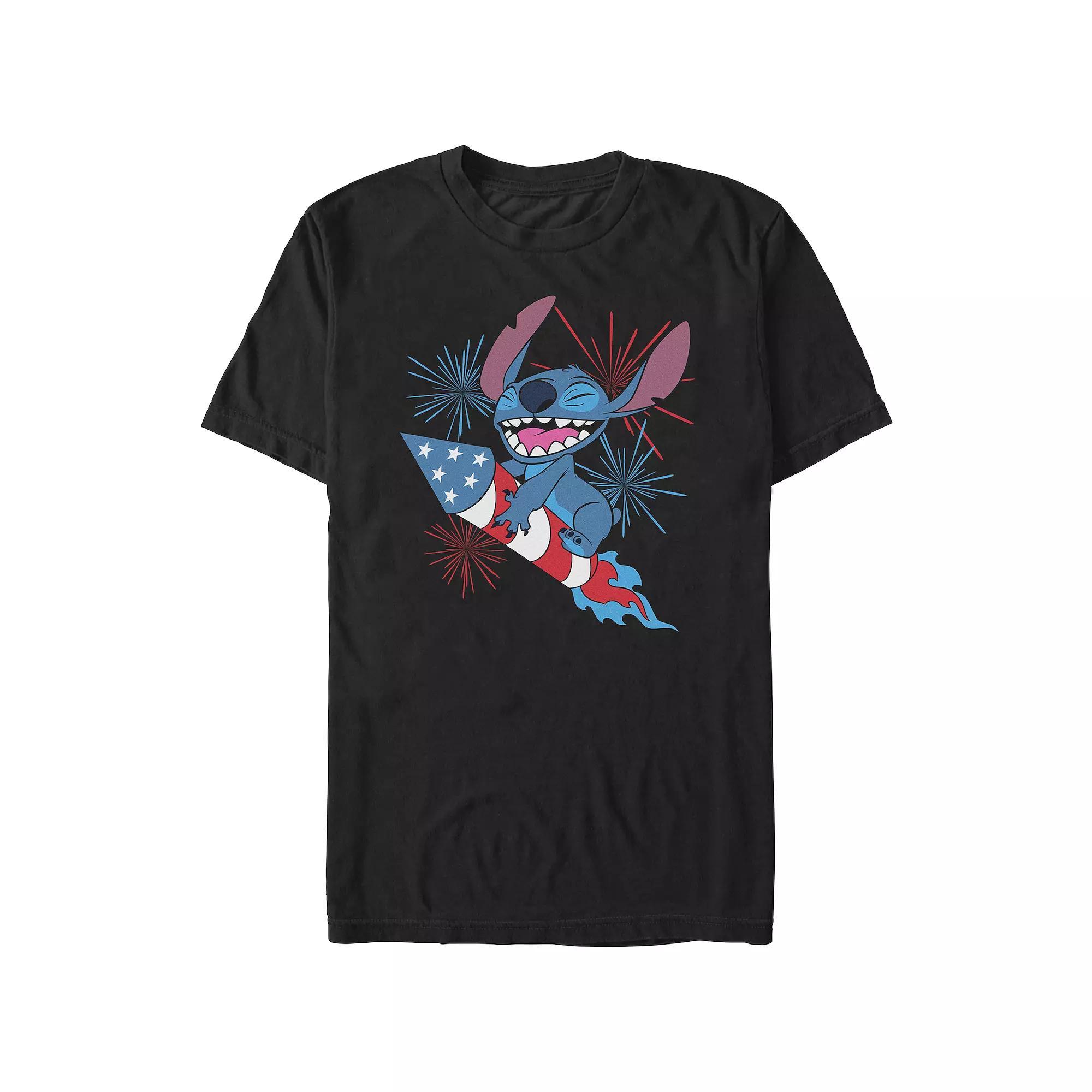 Disney's Lilo & Stitch Riding Fireworks Big & Tall Graphic Tee, Men's,  Product Image