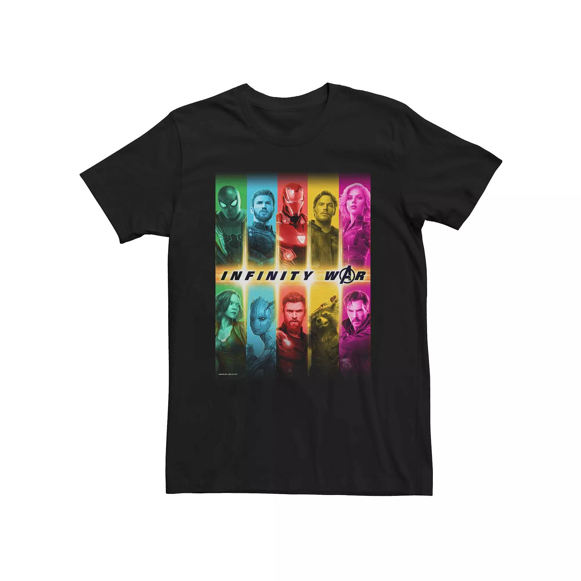 Men's Marvel "Avengers: Infinity War" Colorful Group Shot Tee, Size: XXL, Black Product Image