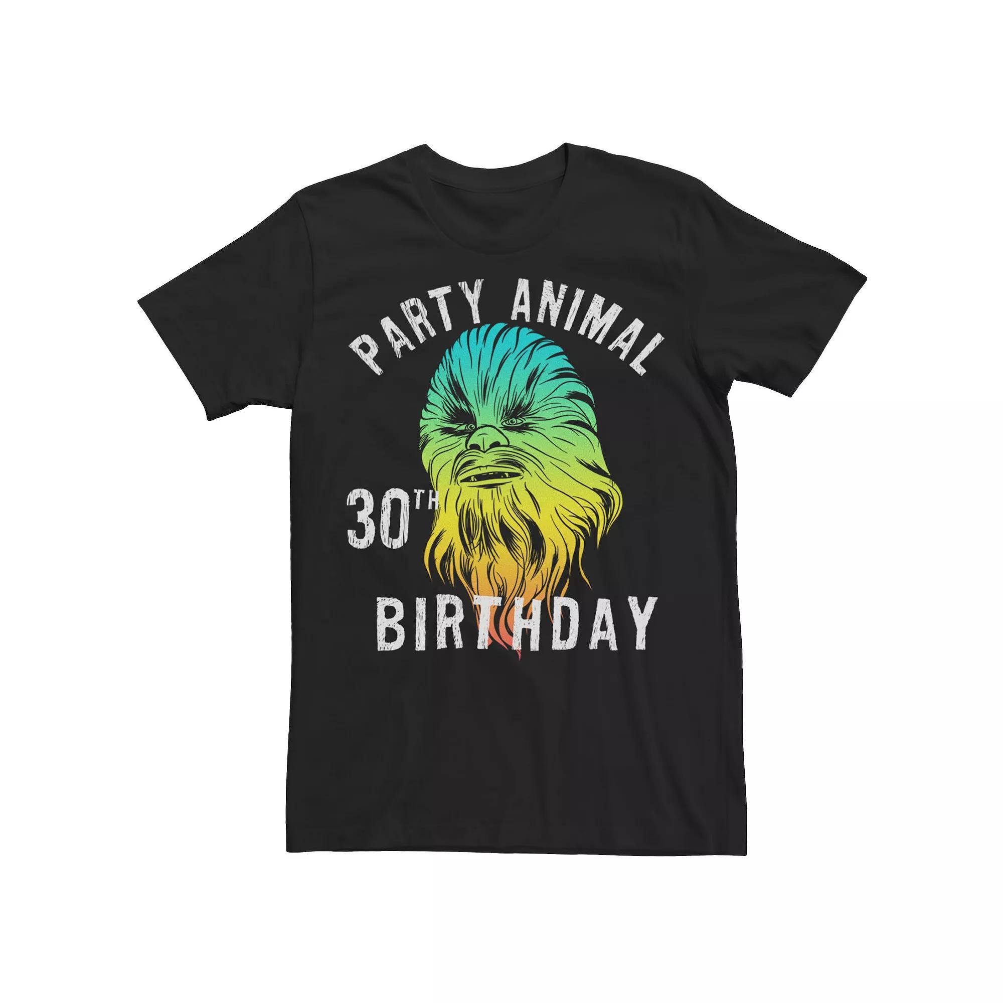 Men's Star Wars Chewie Party Animal 30th Birthday Color Portrait Tee, Size: XXL, Black Product Image