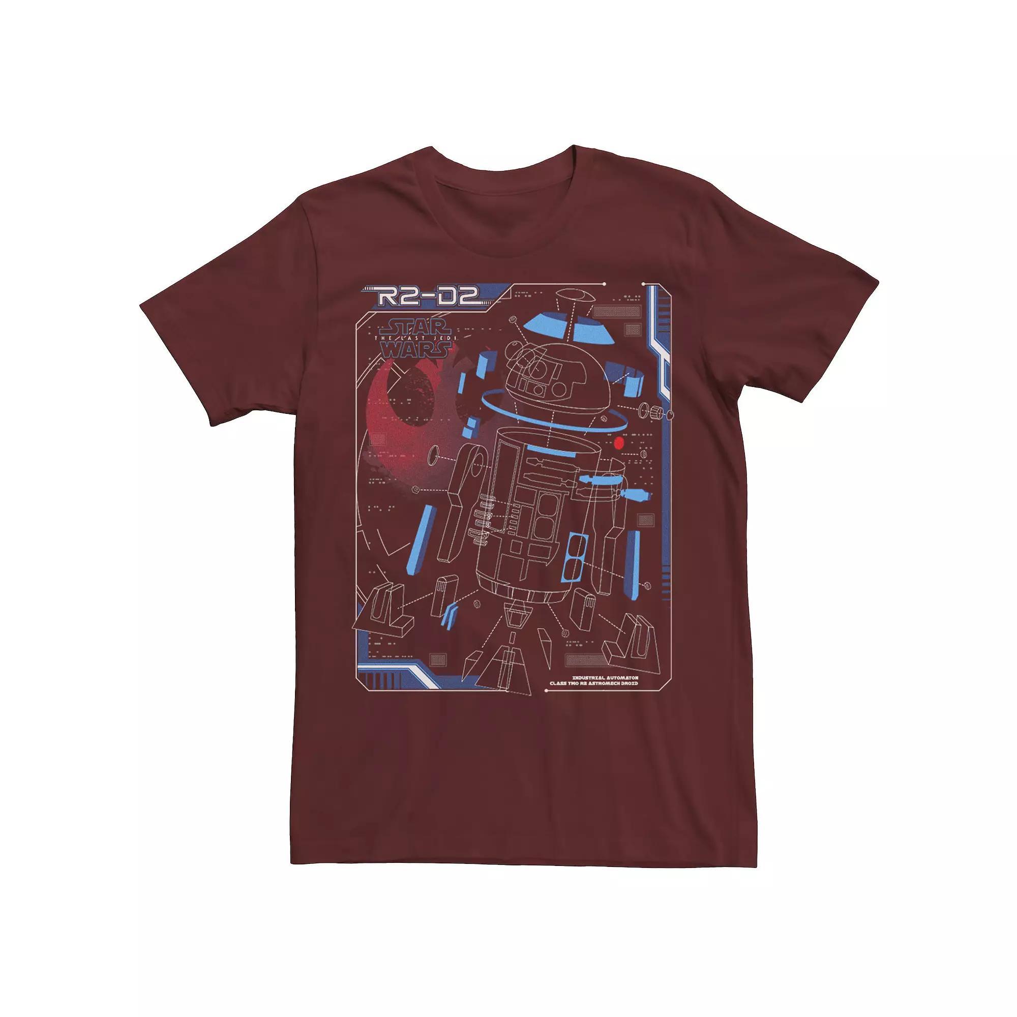 Men's Star Wars Last Jedi R2-D2 Astromech Droid Breakdown Tee, Size: XXL, Red Product Image