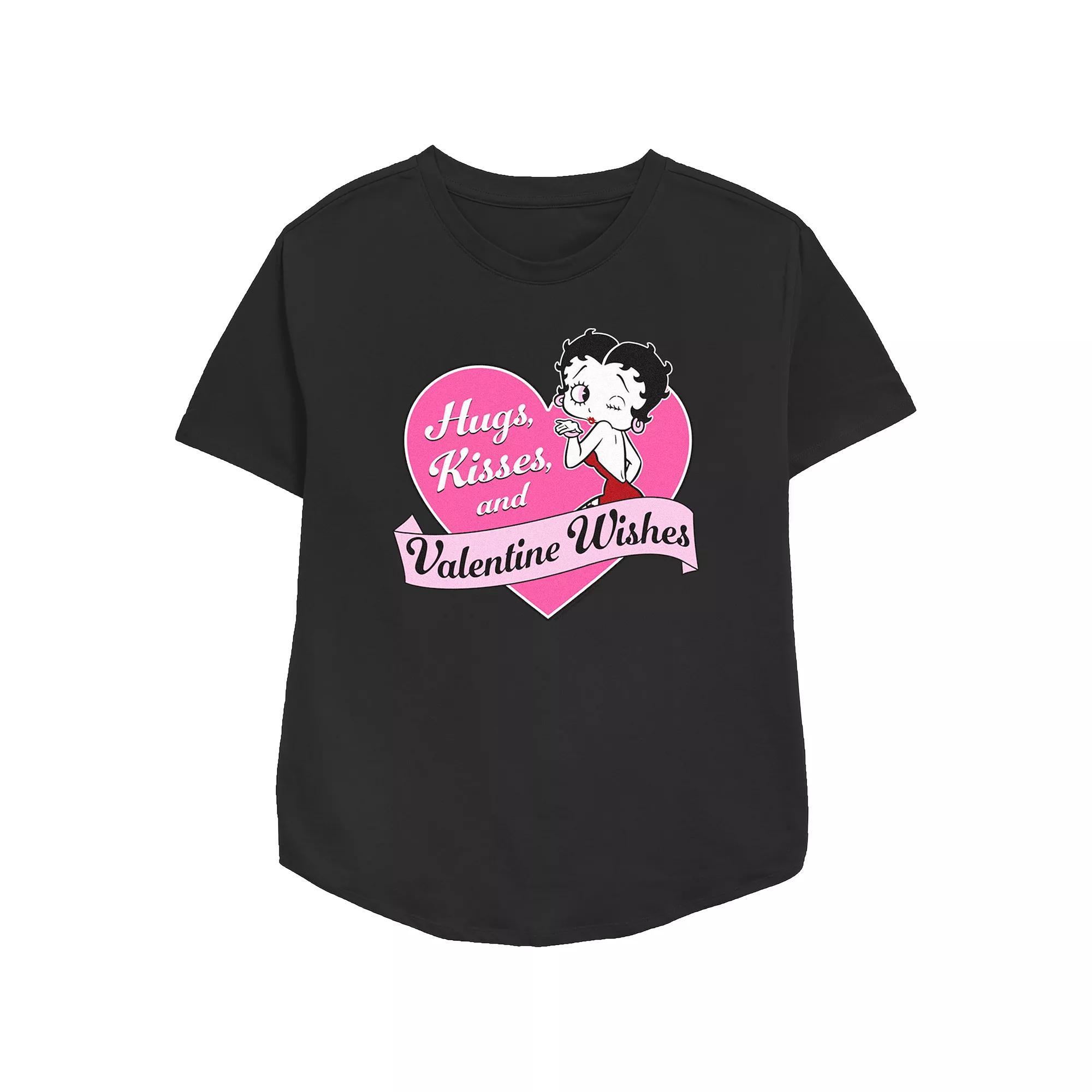 Women's Betty Boop Valentine Wishes Relaxed Fit Graphic Tee, Girl's,  Product Image