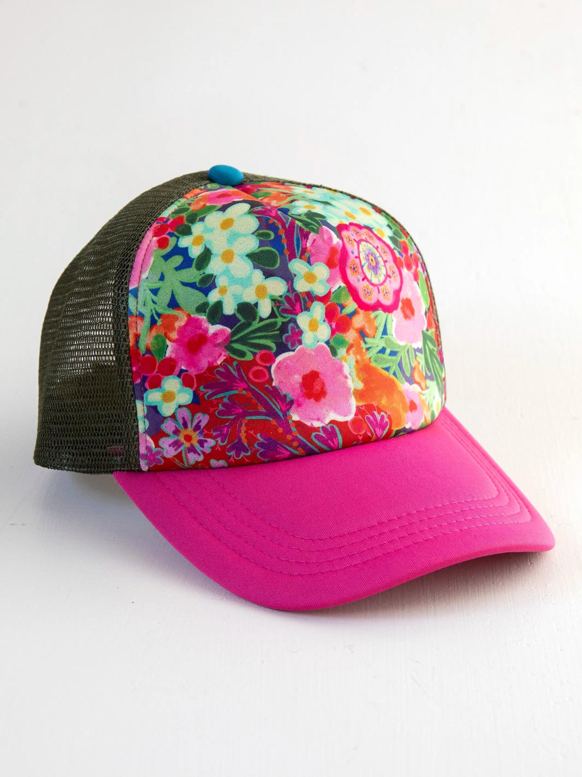 Adjustable Trucker Hat - Pink Painted Garden Product Image
