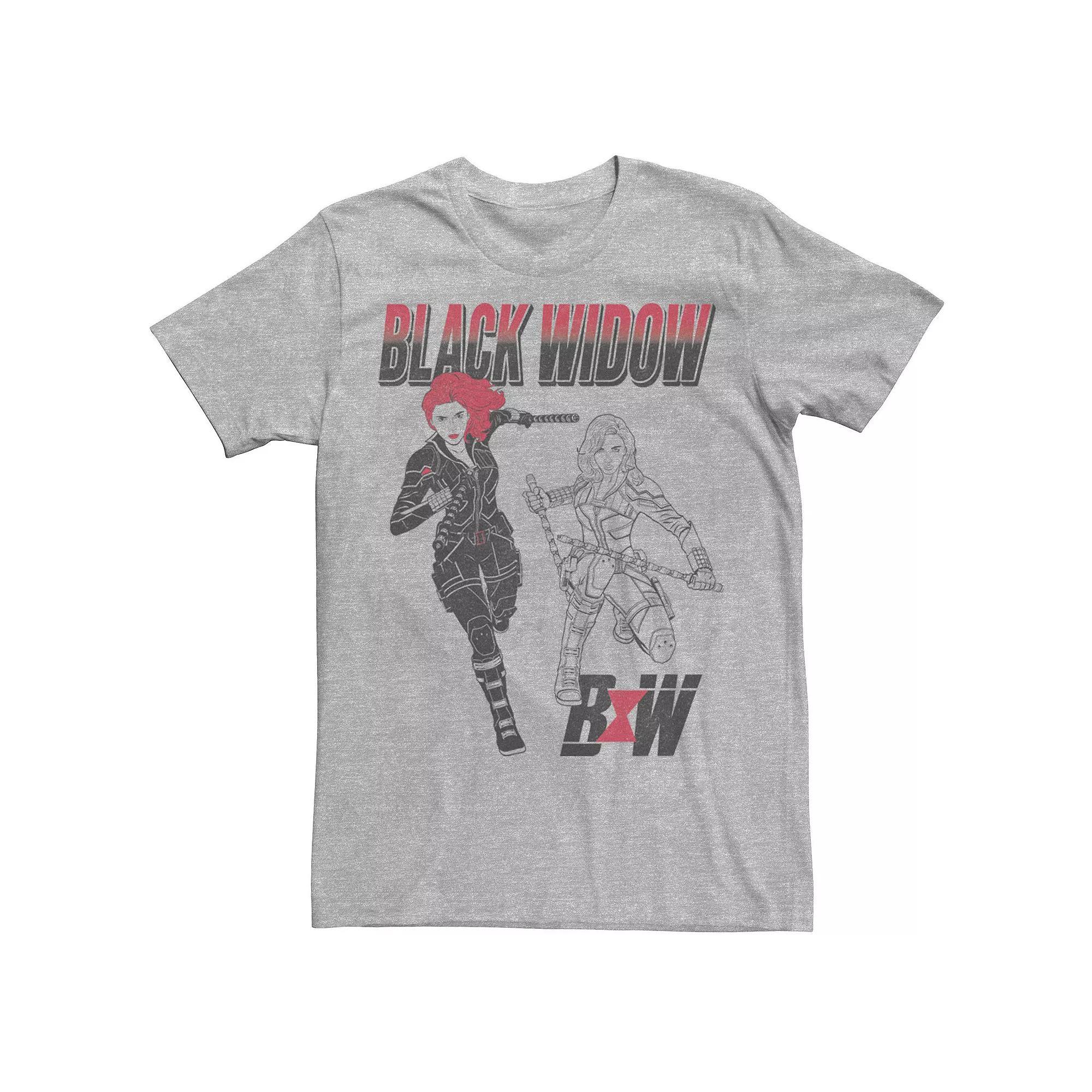 Men's Marvel Black Widow Line Art Poster Tee, Size: Small, Athletic Grey Product Image