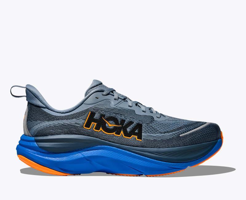 HOKA Mens Skyflow Shoes in Black/White, Size 11 W Product Image