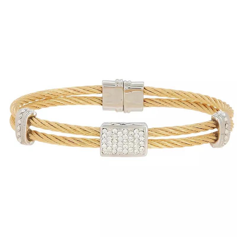 Juvell Two Tone 18k Gold Plated Cubic Zirconia Bangle Bracelet, Womens Product Image