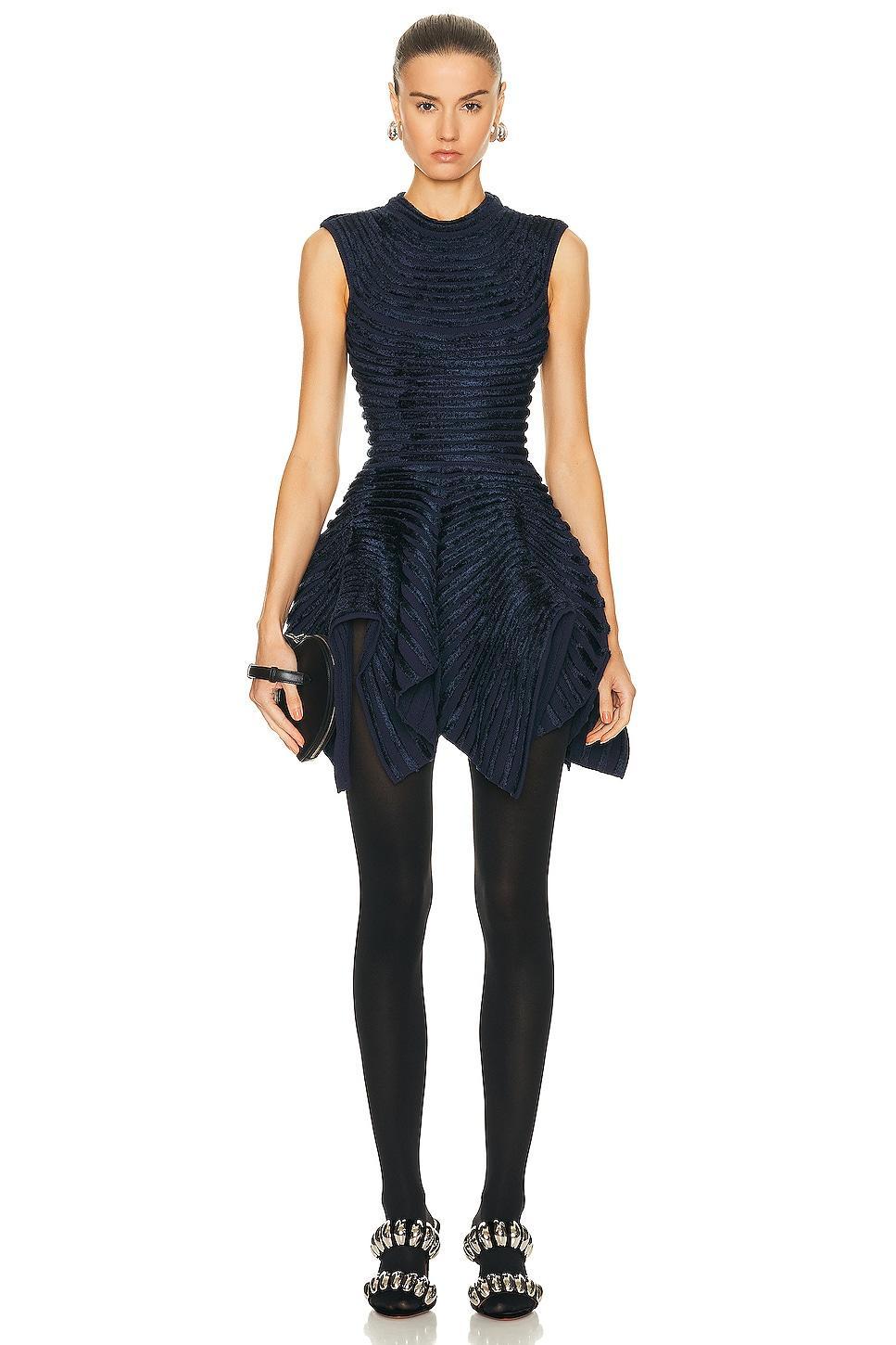 ALAÏA Ribbed Dress In Bleu Mineral Product Image