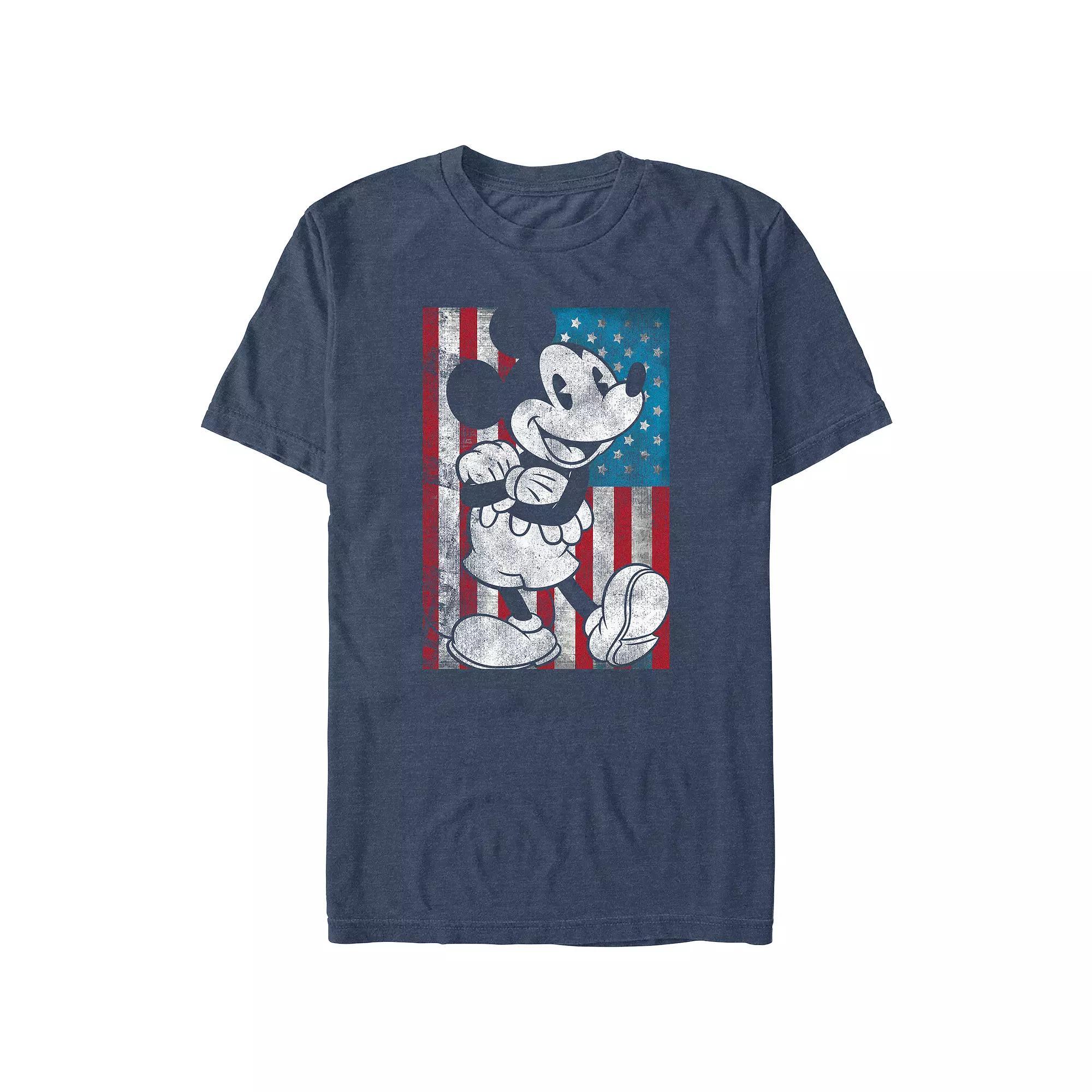 Disney's Mickey Mouse USA Distressed Style Big & Tall Graphic Tee, Men's, Size: Medium Tall, Navy Grey Product Image