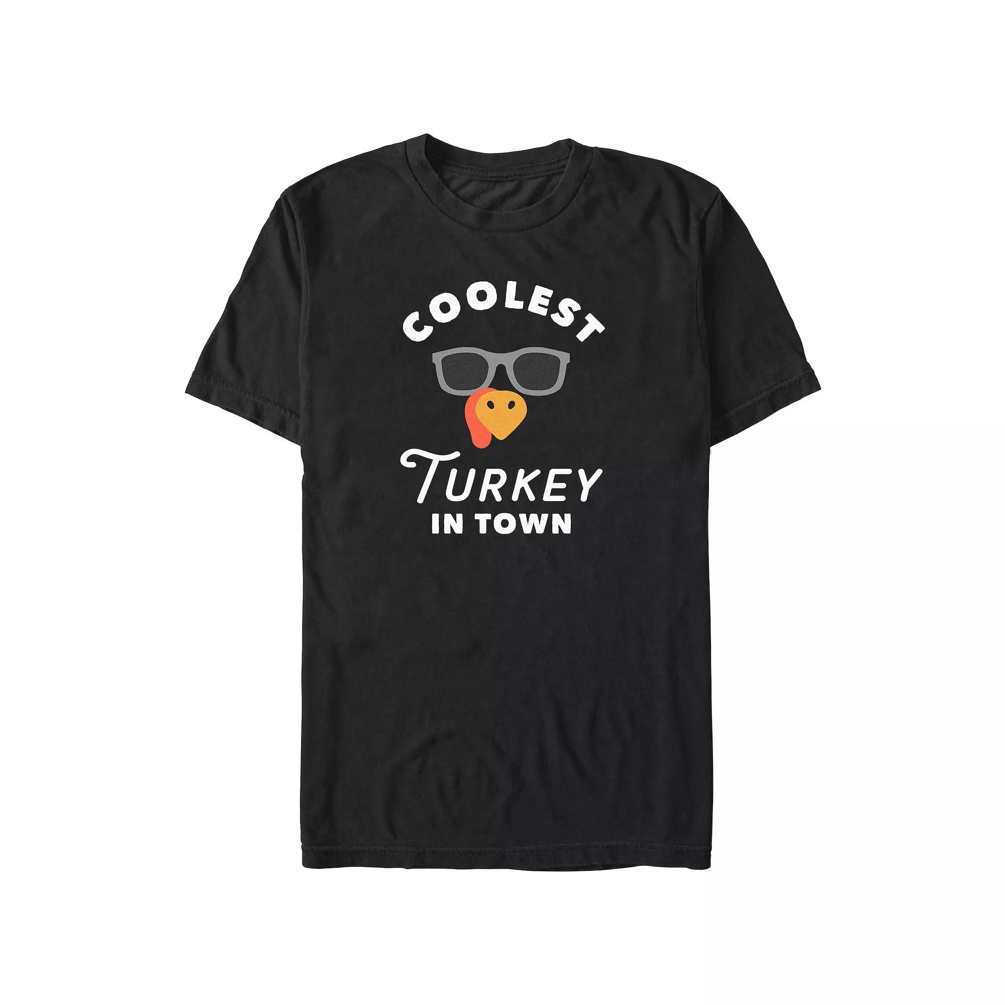 Men's Coolest Turkey In Town Graphic Tee, Size: XL, Black Product Image