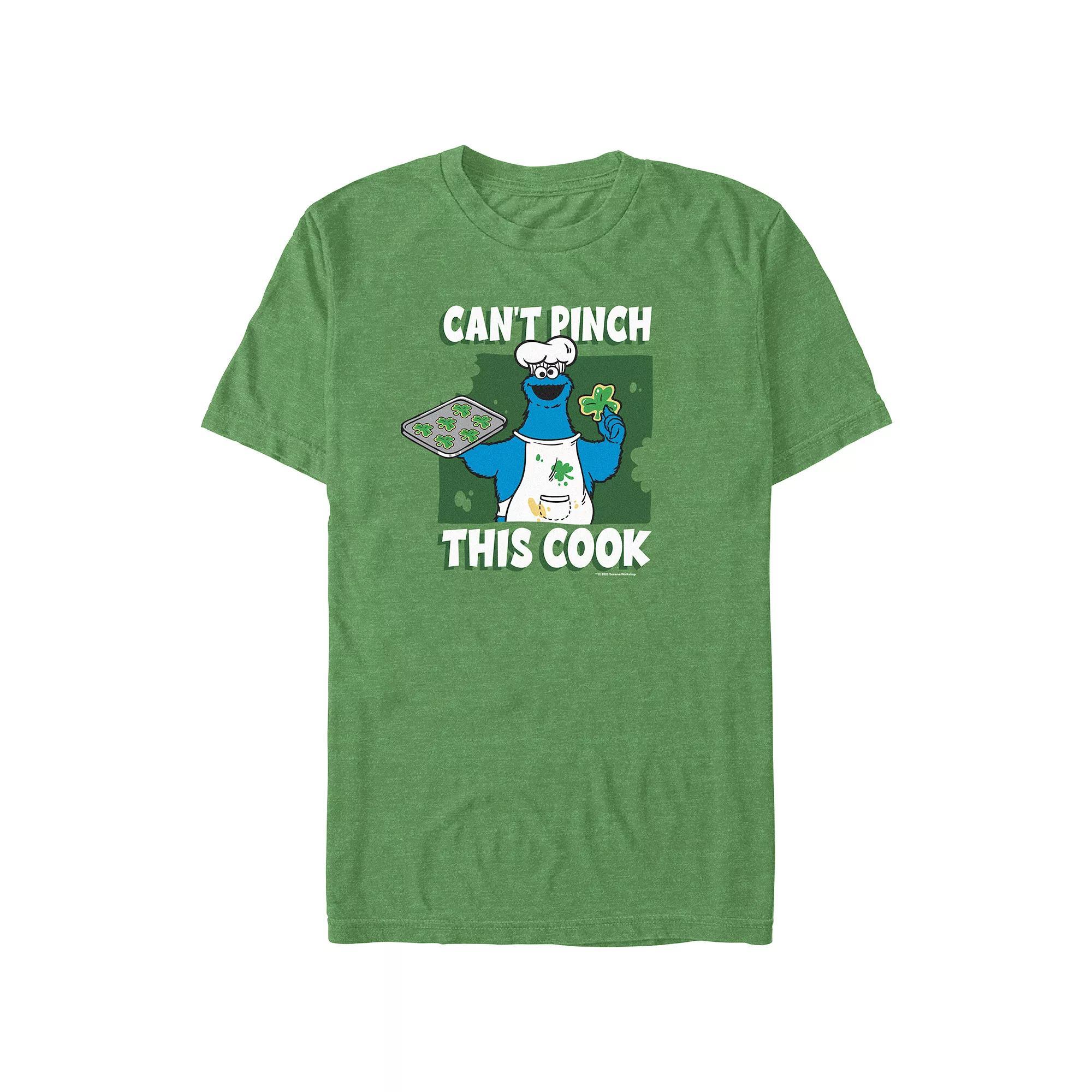 Men's Sesame Street Cookie Monster Can't Pinch This Cook Graphic Tee, Size: Small, Kelly Grey Product Image