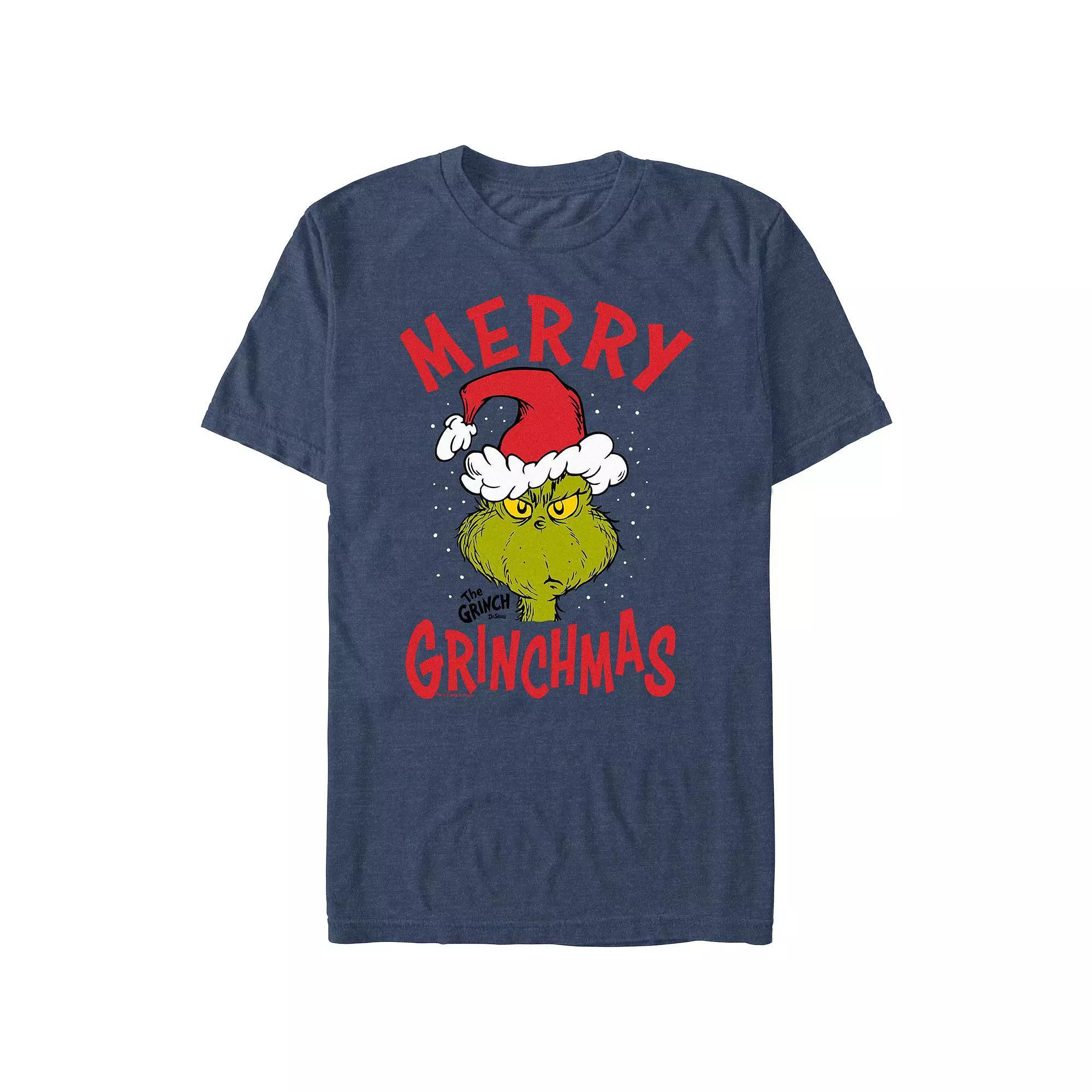 Big & Tall Dr. Seuss The Grinch Merry Christmas Graphic Tee, Men's, Size: Medium, Kelly Grey Product Image