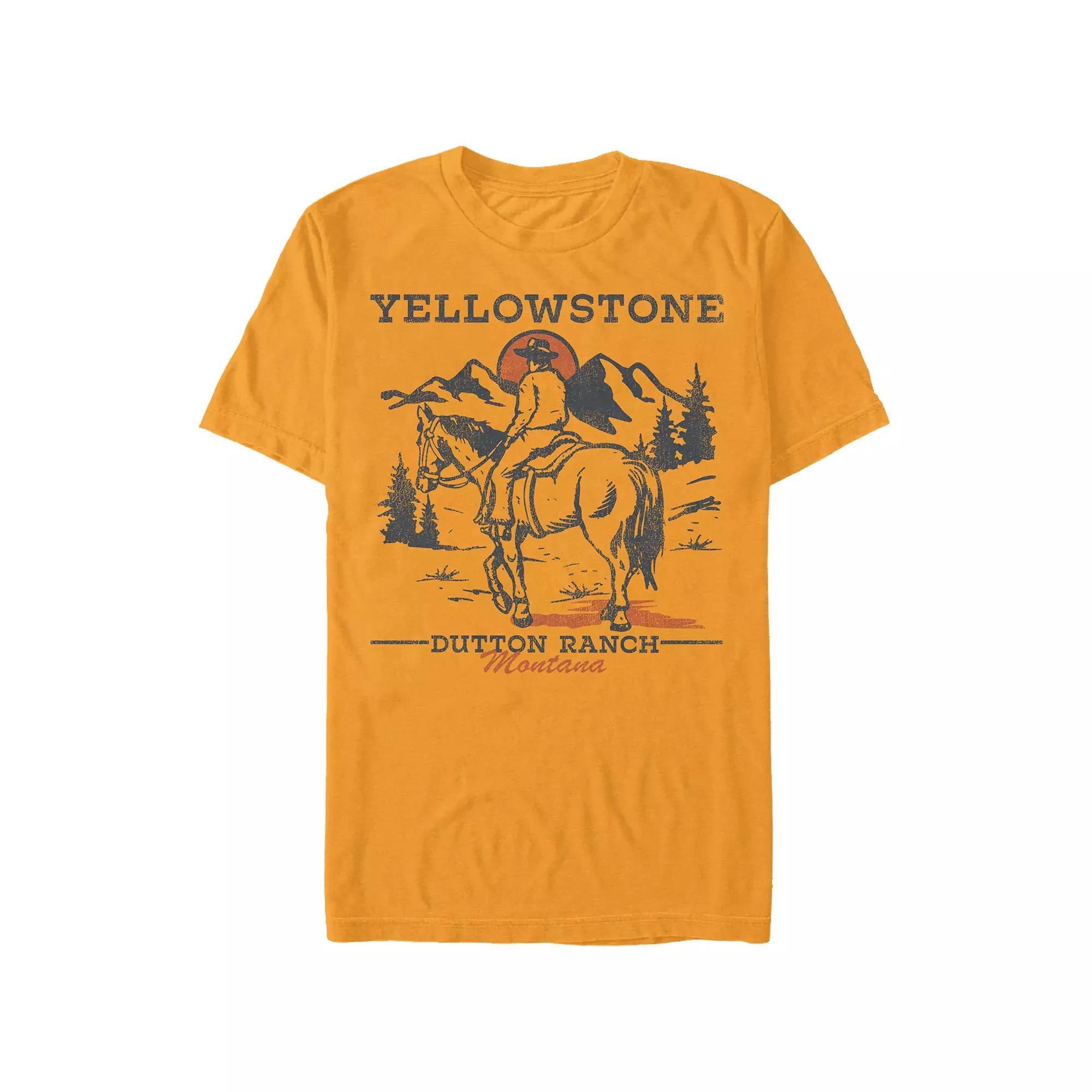 Men's Yellowstone Horse Ride Graphic Tee, Size: XXL, Gold Product Image