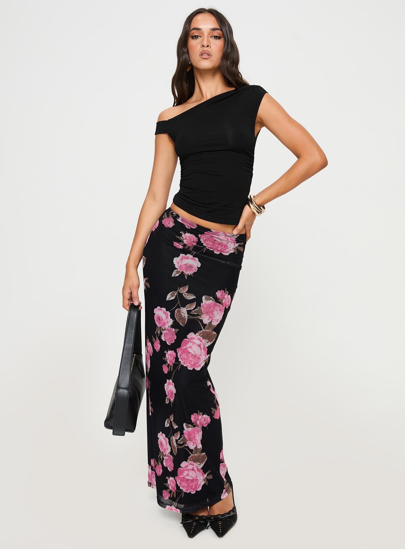 Modalla Maxi Skirt Black Floral Product Image