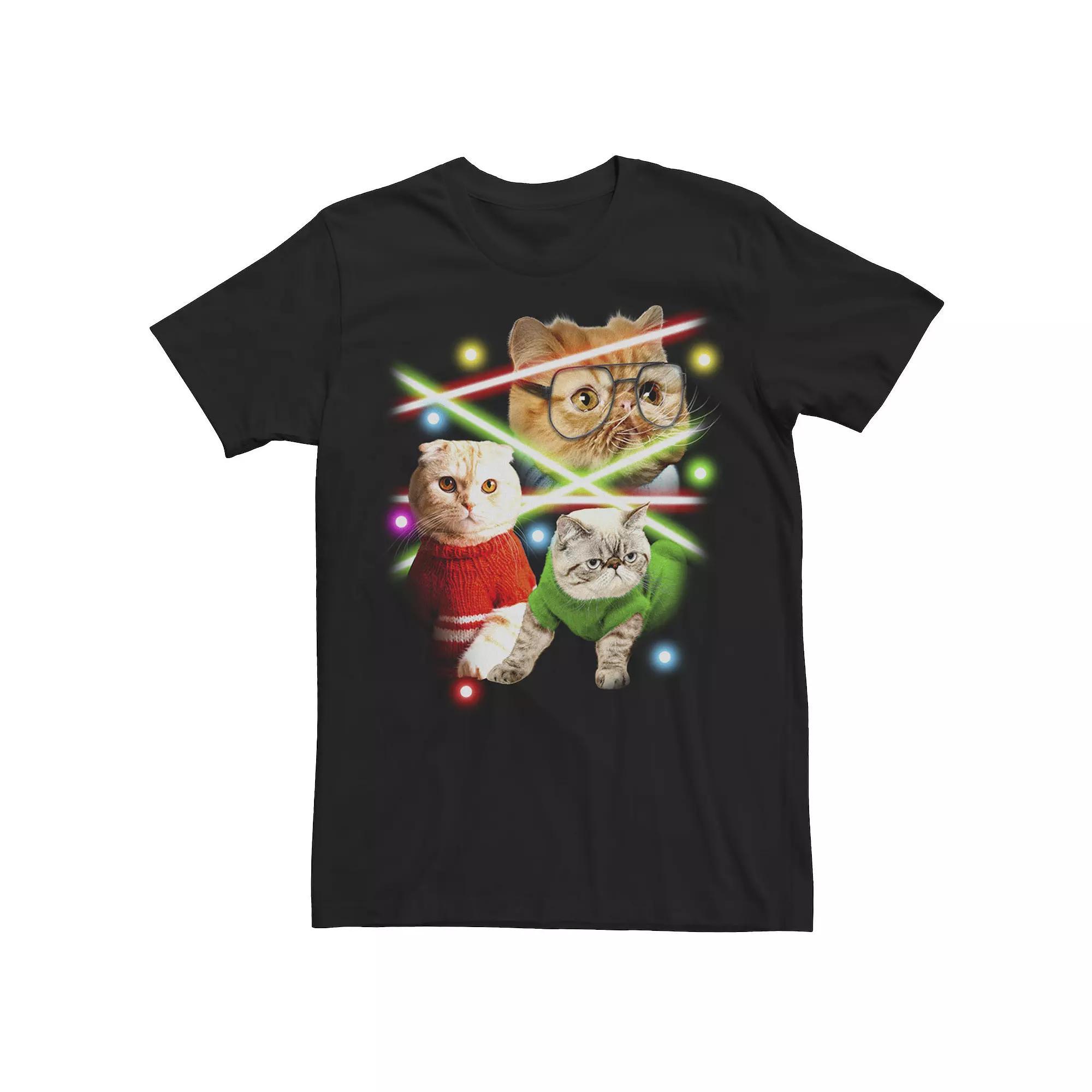 Men's Cats And Laser Beams Cute Graphic Tee,  Product Image