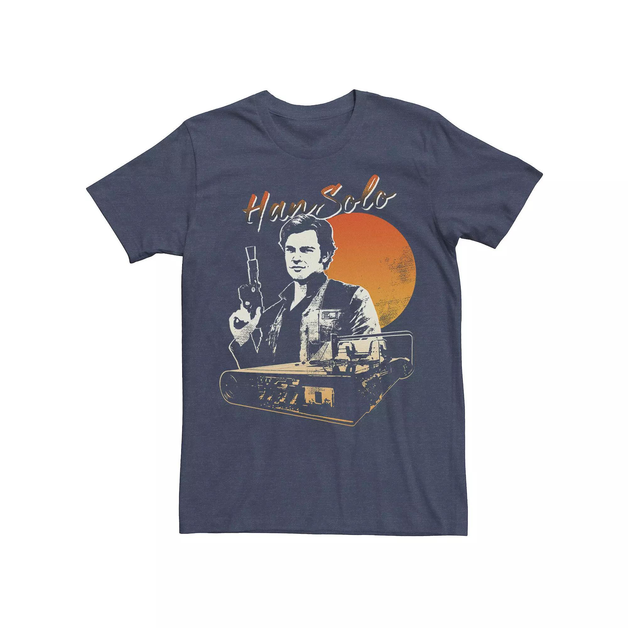 Men's Star Wars Han Solo Movie Rides Into A Sunset Tee, Size: Medium, Navy Grey Product Image