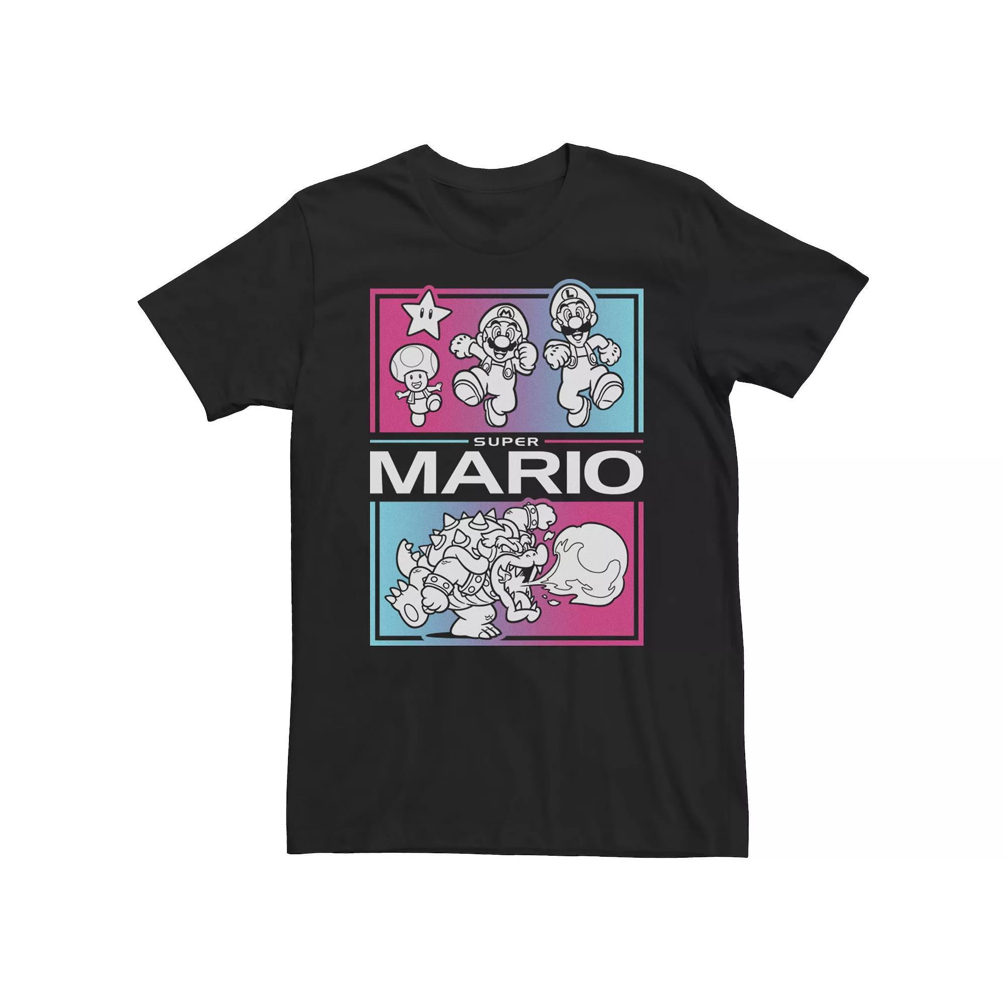 Men's Super Mario Group Shot Gradient Pane Tee,  Product Image