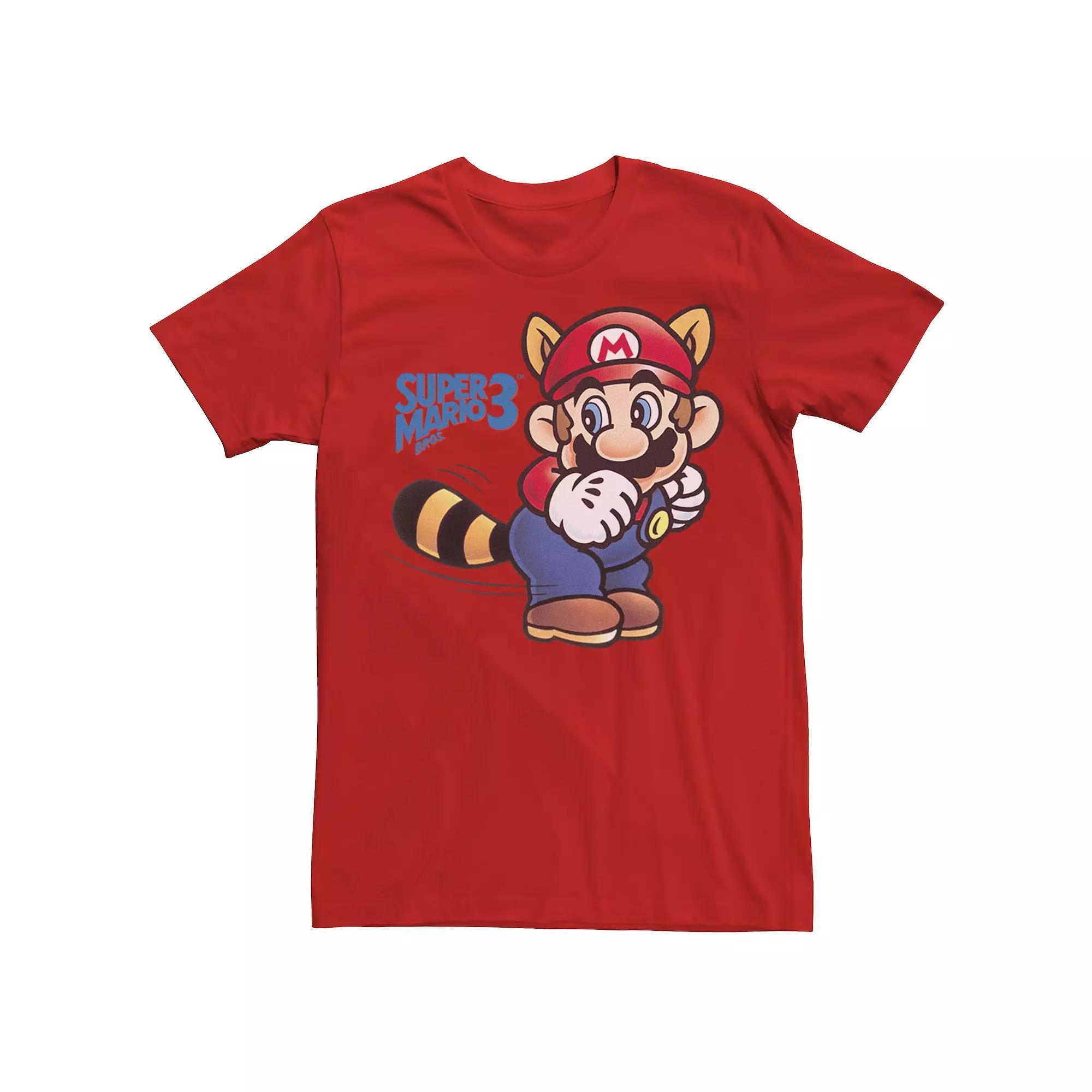 Men's Nintendo Super Mario Bros 3 Raccoon Mario Tail Attack Tee, Size: Medium, Red Product Image