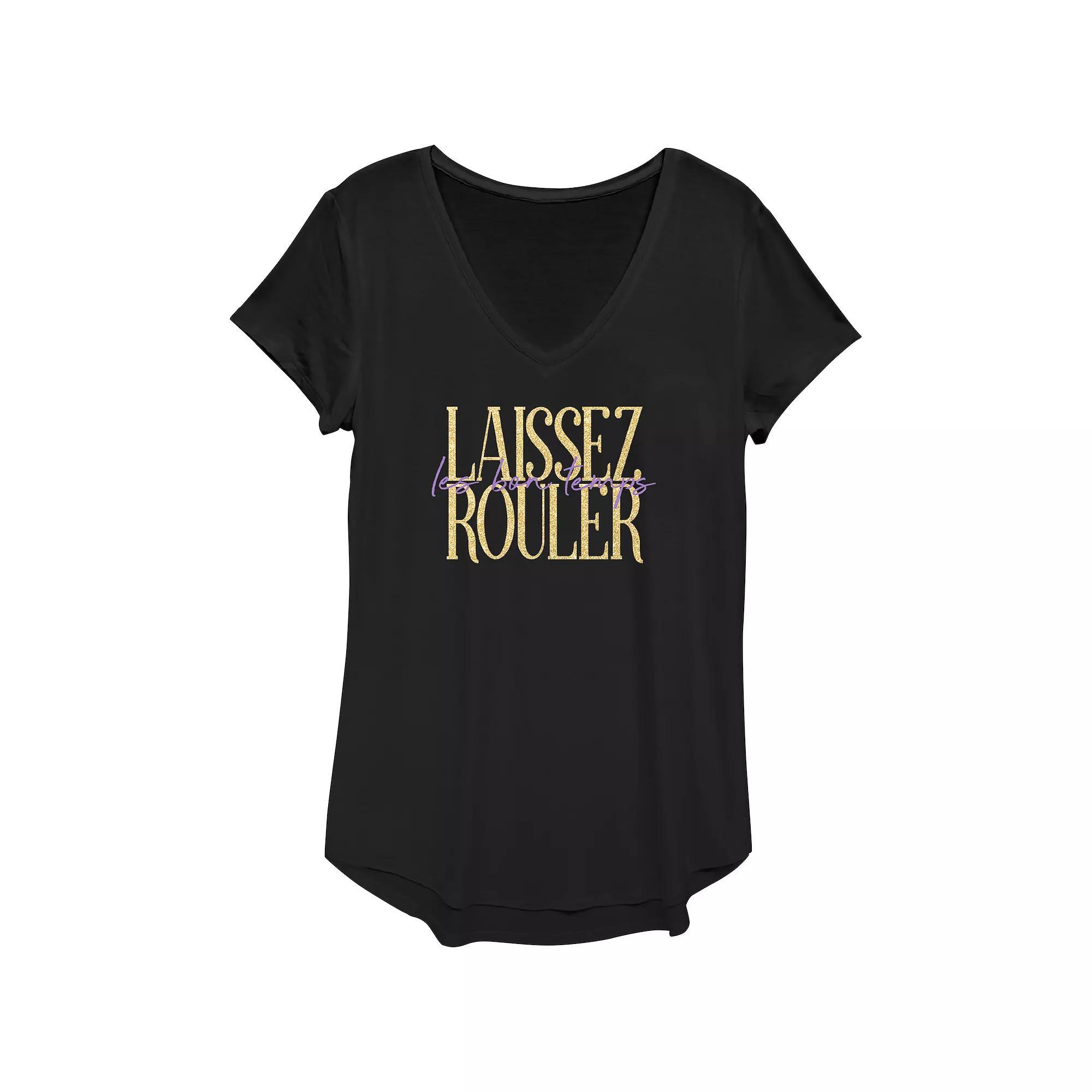 Women's Laissez Ruler Les Bon Temps V-Neck Graphic Tee, Girl's,  Product Image