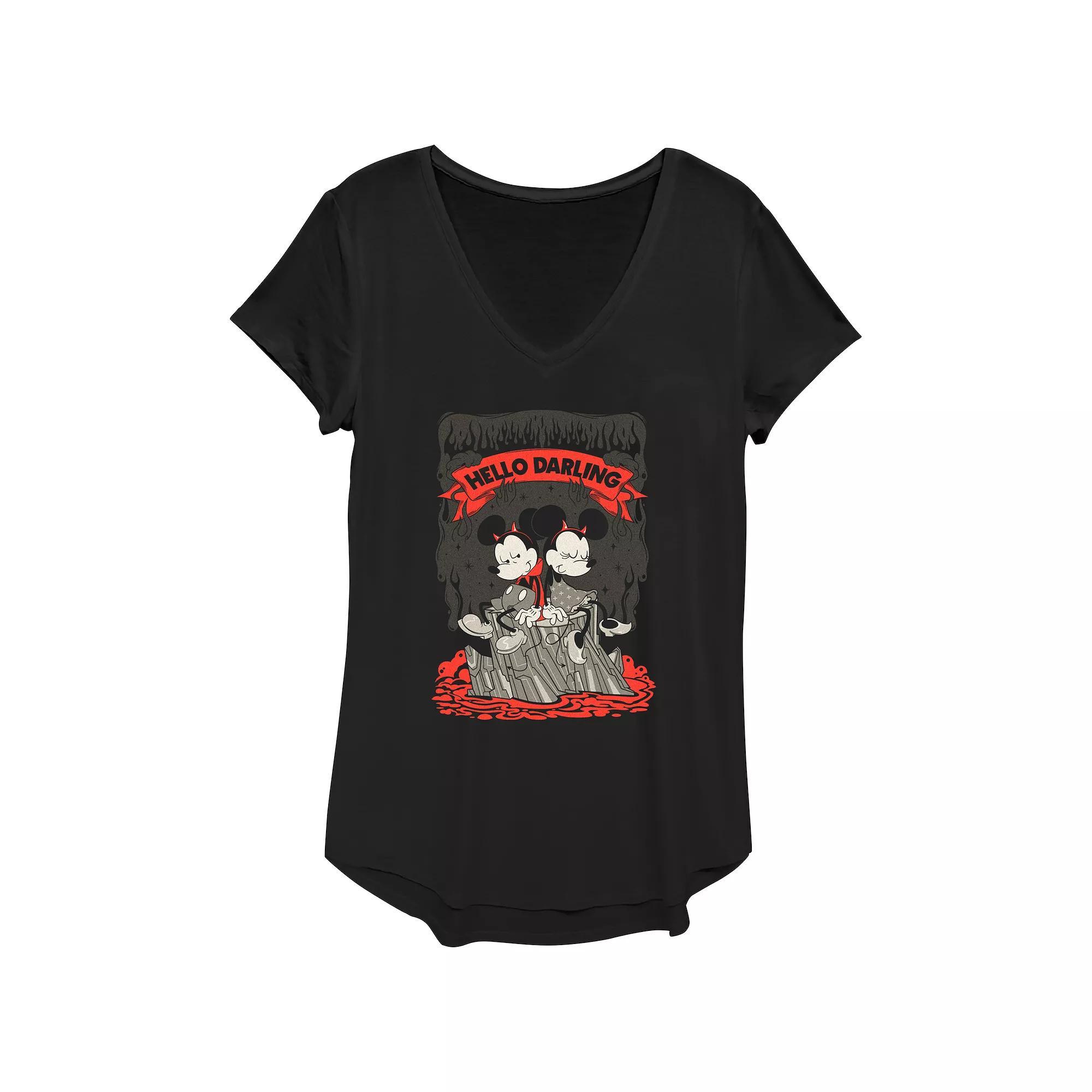 Disney's Mickey and Minnie Mouse Juniors' Hello Darling Banner Graphic Tee, Women's,  Product Image