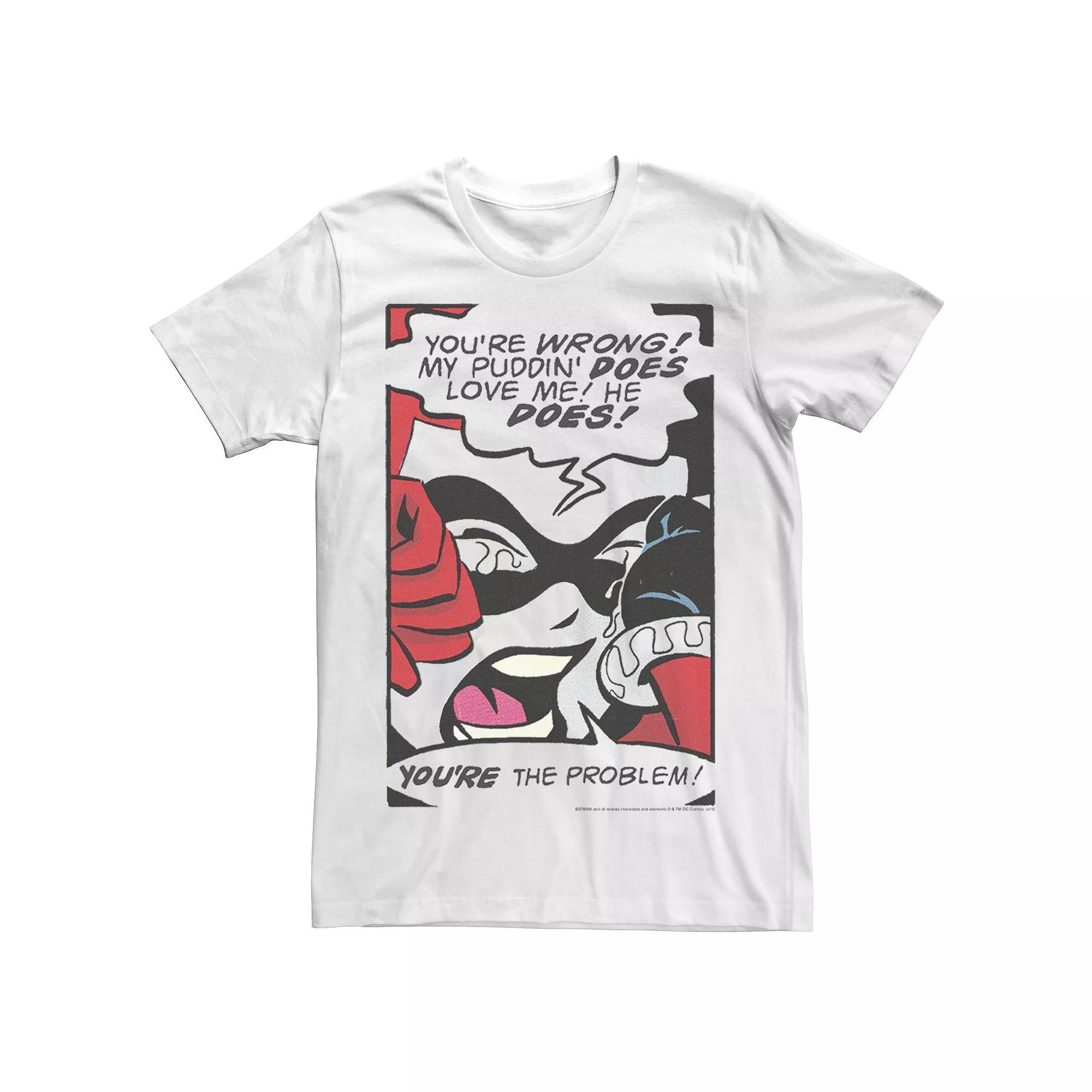 Men's Batman Harley Quinn Retro Comic Poster Tee, Size: XXL, White Product Image