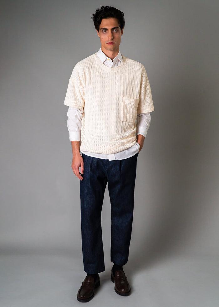 Cream Open Weave Tee Product Image