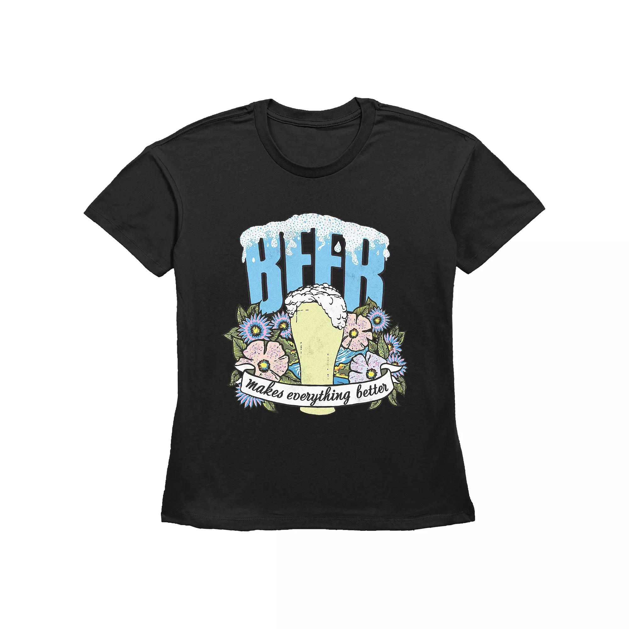 Women's Beer Makes Everything Better Basic Fit Graphic Tee,  Product Image