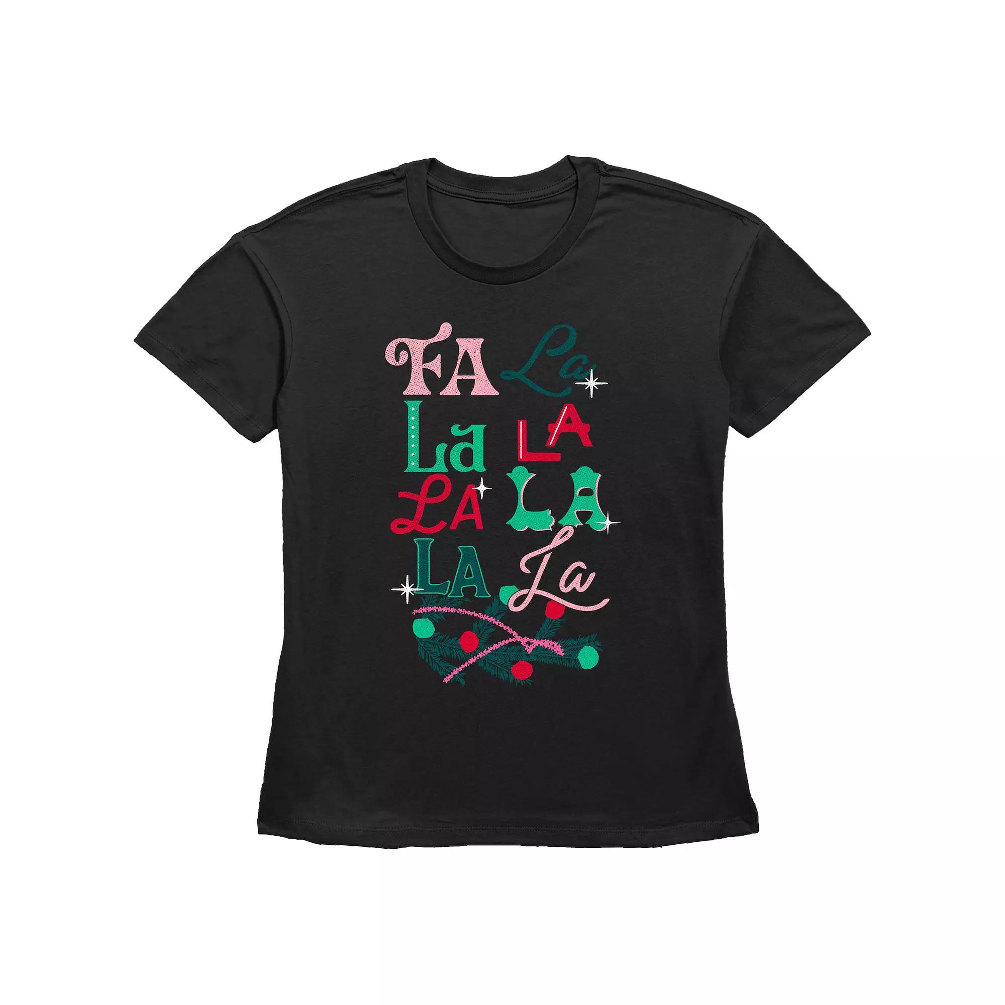 Women's Christmas Fa La La Graphic Tee, Size: XL, Black Product Image