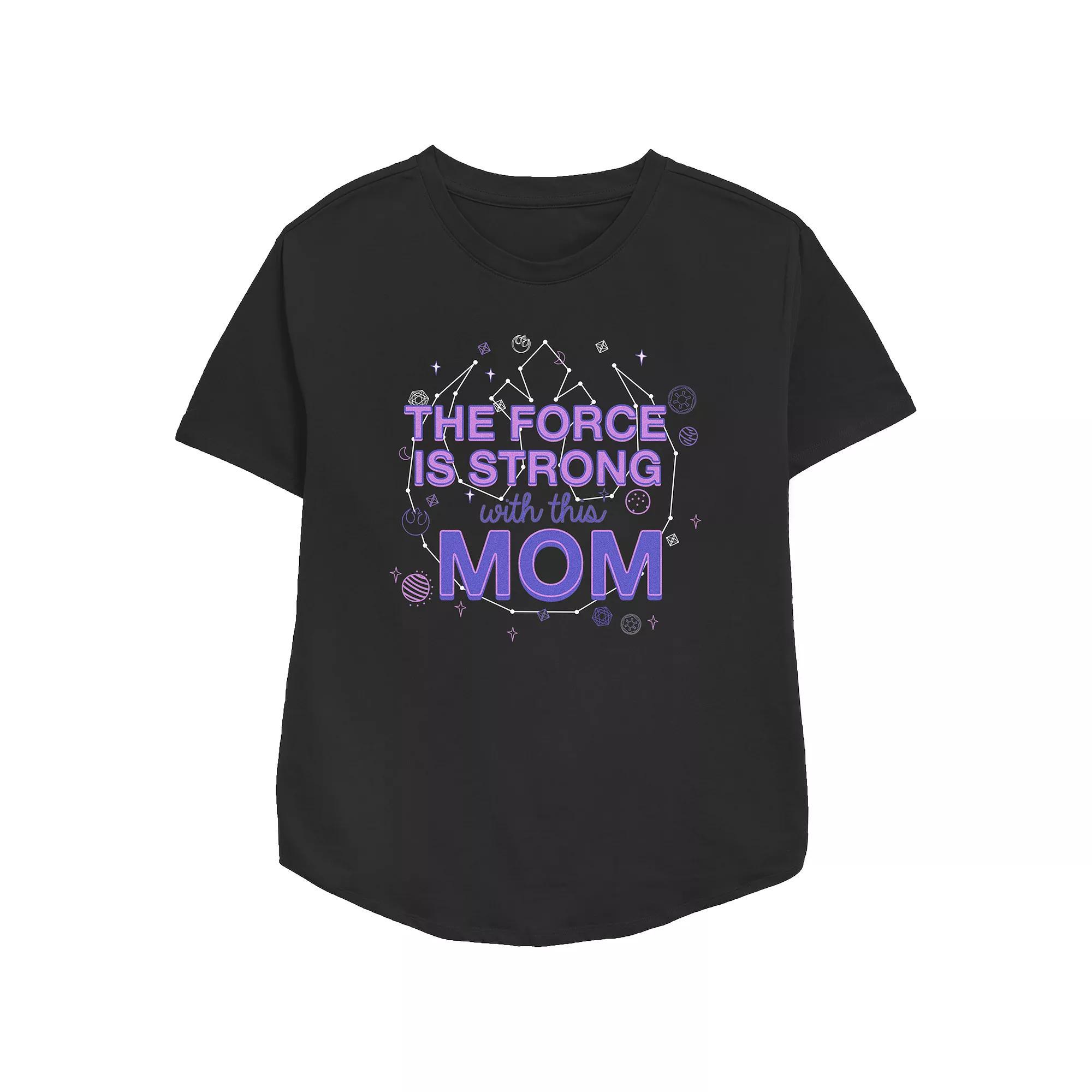 Women's Star Wars The Force Is Strong With This Mom Relaxed Fit Graphic Tee,  Product Image