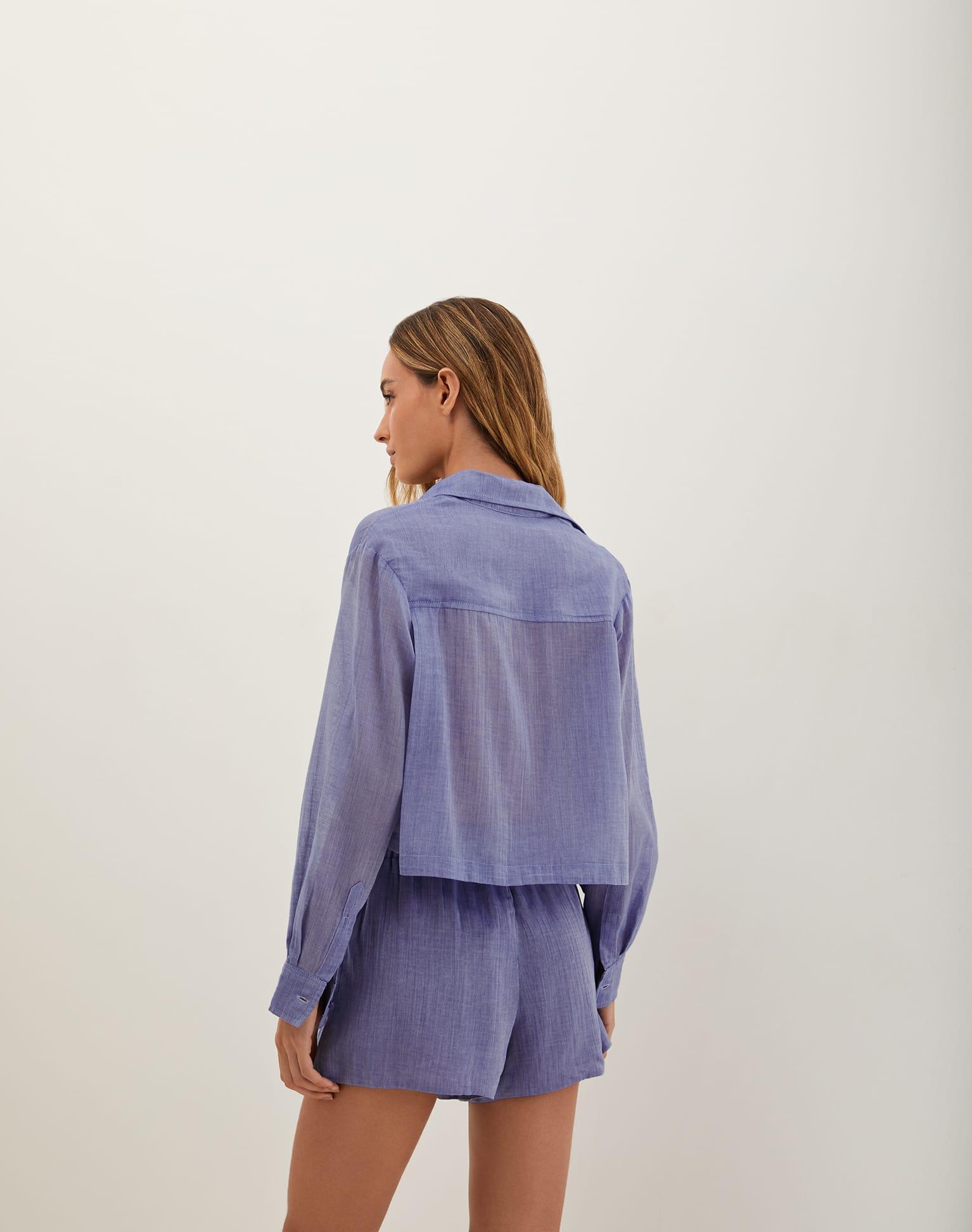 Cassia Cropped Blouse - Sapphire Product Image