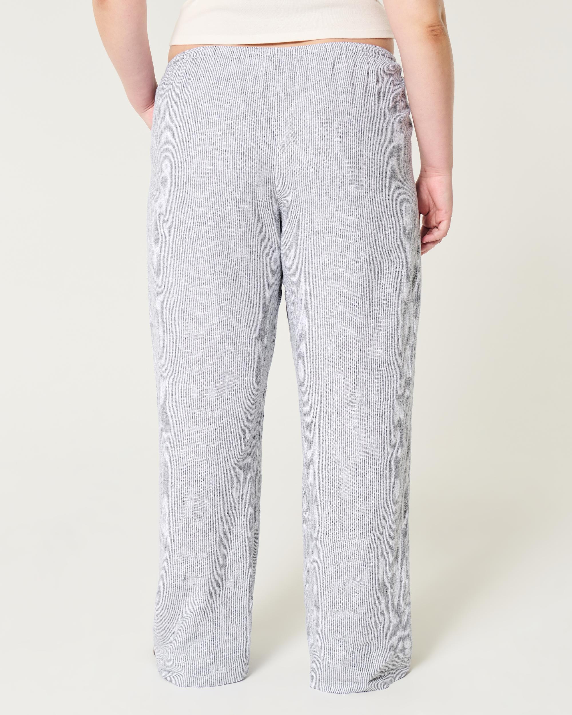 Linen-Blend Pull-On Baggy Pants Product Image