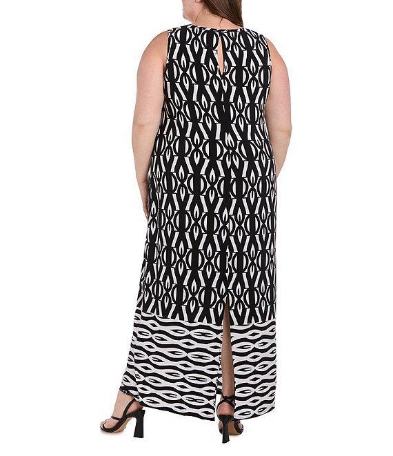 R & M Richards Plus Size Sleeveless Geo Print Sheath Dress Product Image