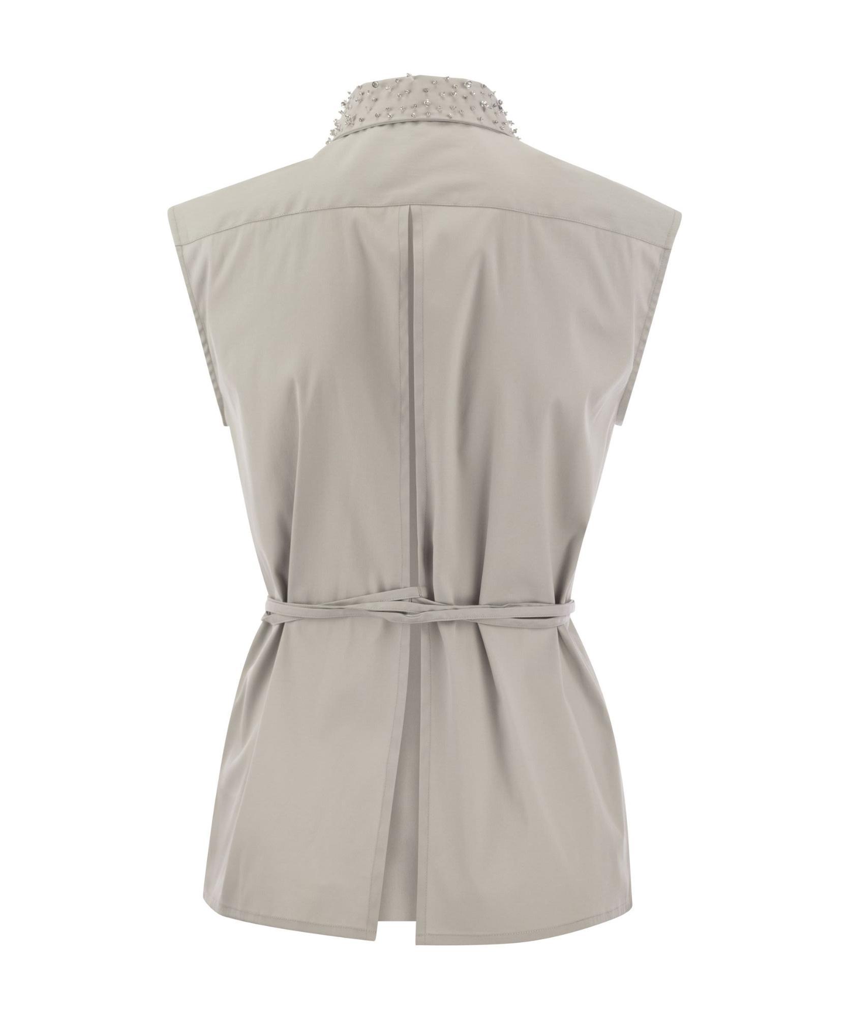 FABIANA FILIPPI Sleeveless Shirt With Belt In Grey Product Image