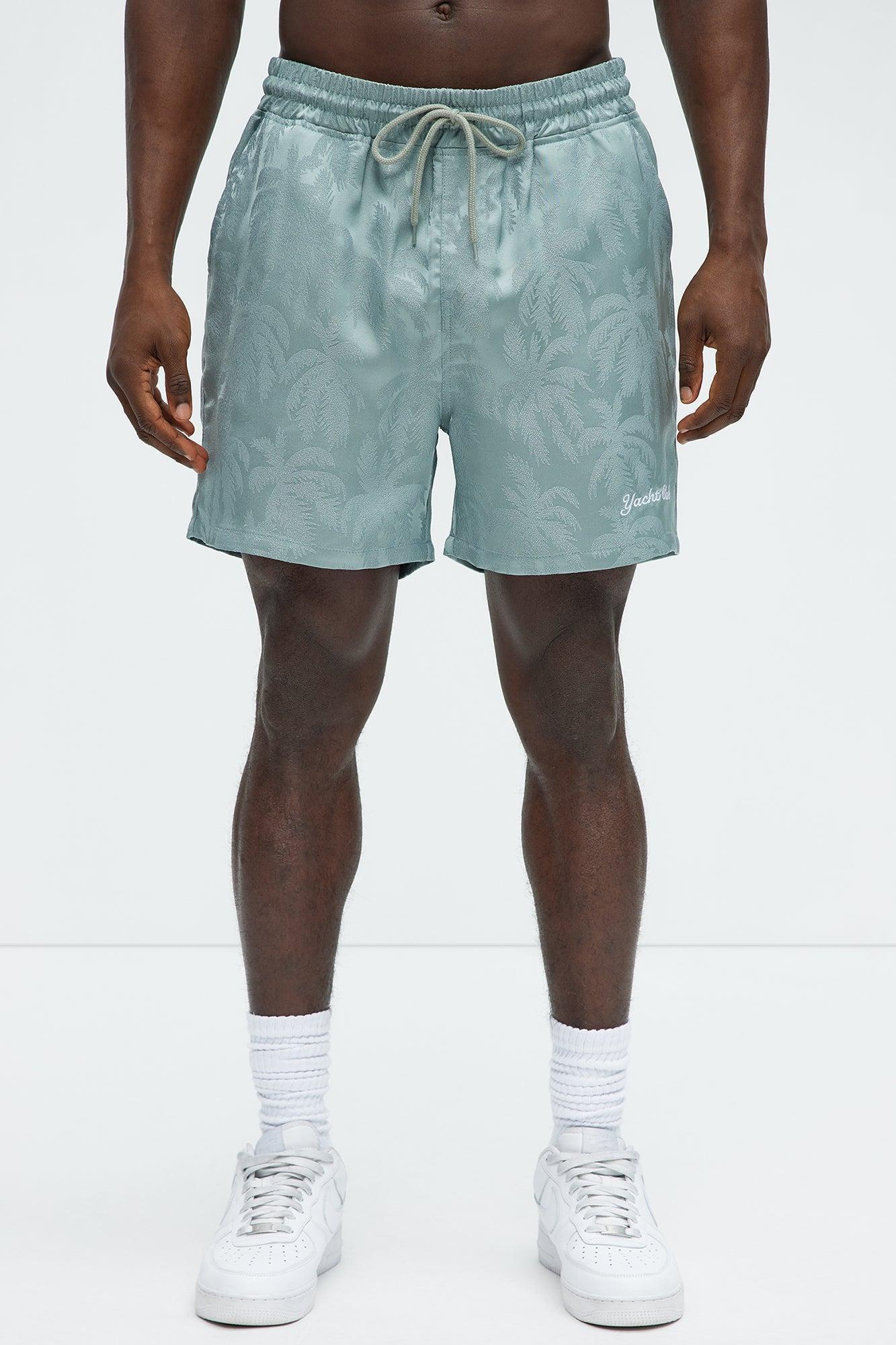 Palm Trees Jacquard Relaxed Shorts - Green Product Image